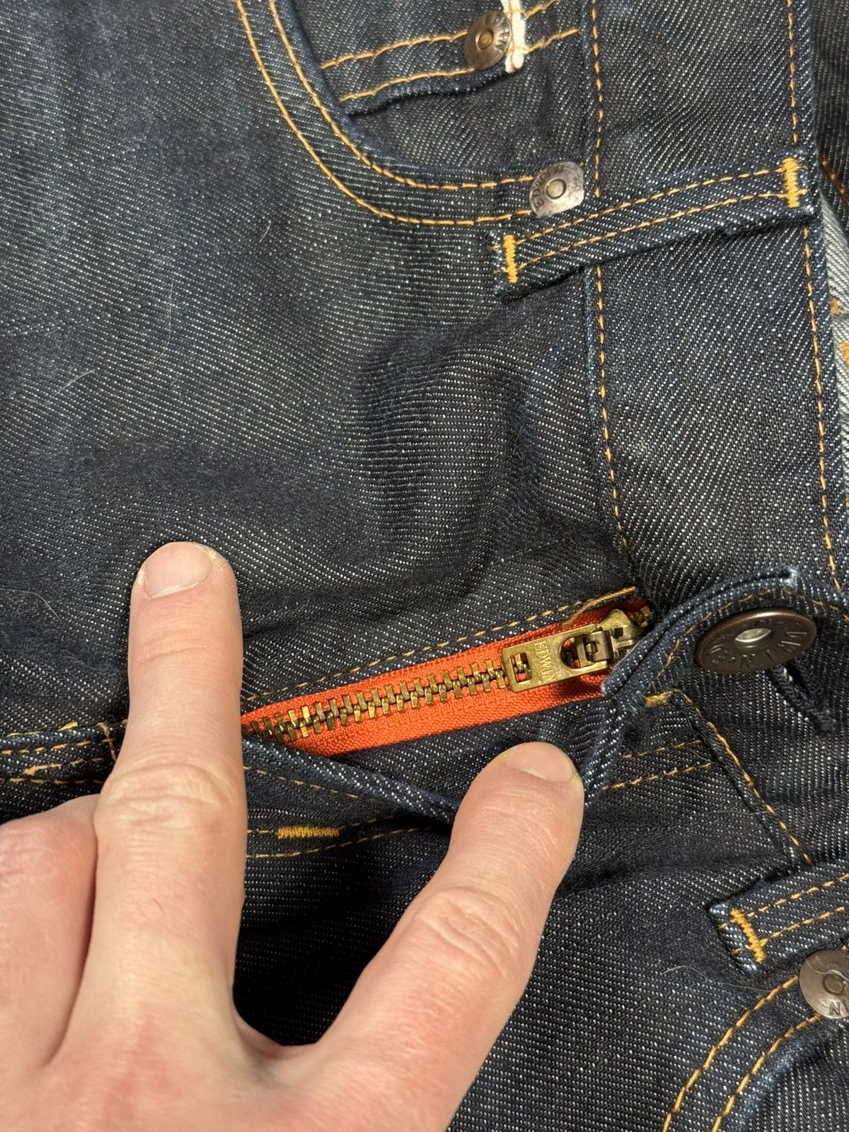 Edwin EDWIN LS555 Made In Japan Vintage Selvedge Navy Jeans Size US 30 / EU 46 - 9 Thumbnail