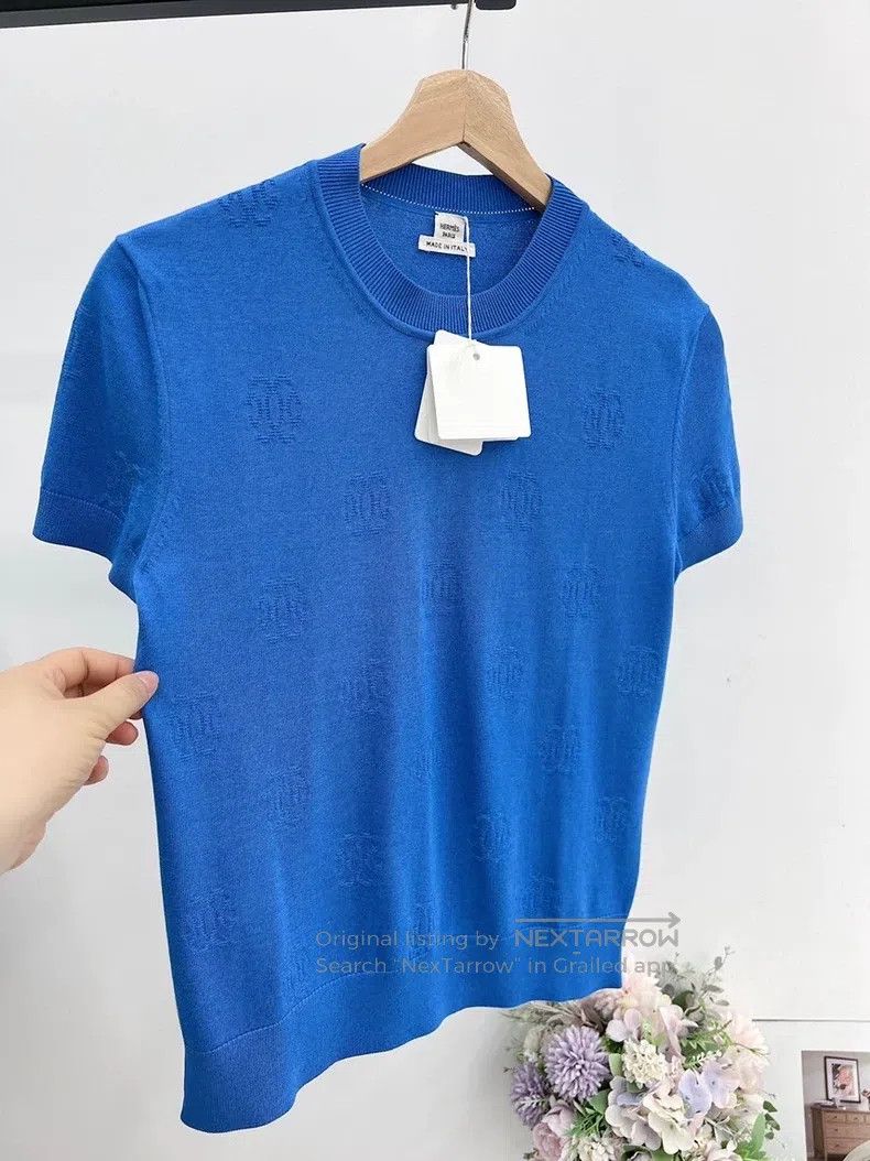 Hermes Hermes Blue Knit Short Sleeve Size XS / US 0-2 / IT 36-38 - 3 Thumbnail