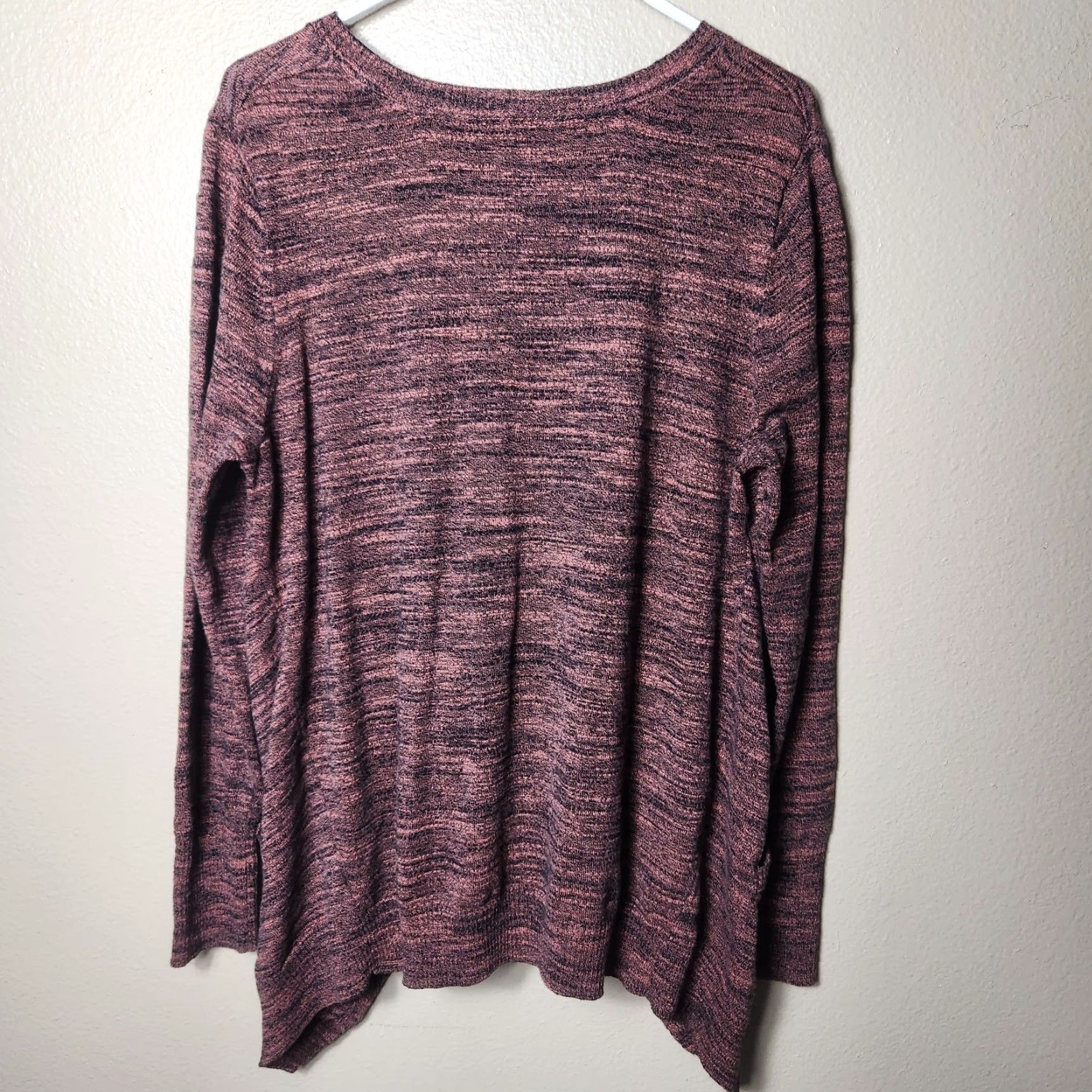 Vintage VINTAGE LOGO by Lori Goldstein Melange Cotton Cashmere Pullover Sweater Tunic XL Black Red Logo Sharkbite Ribbed Hem Pockets Long Sleeve V-Neck Womens Size XL / US 12-14 / IT 48-50 - 7 Thumbnail