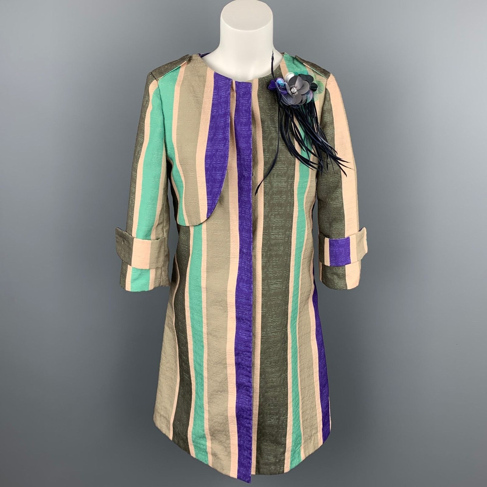 Other SHIRTAPORTER Size 8 Multi-Color Stripe Polyester Coat Size M / US 6-8 / IT 42-44 - 1 Thumbnail