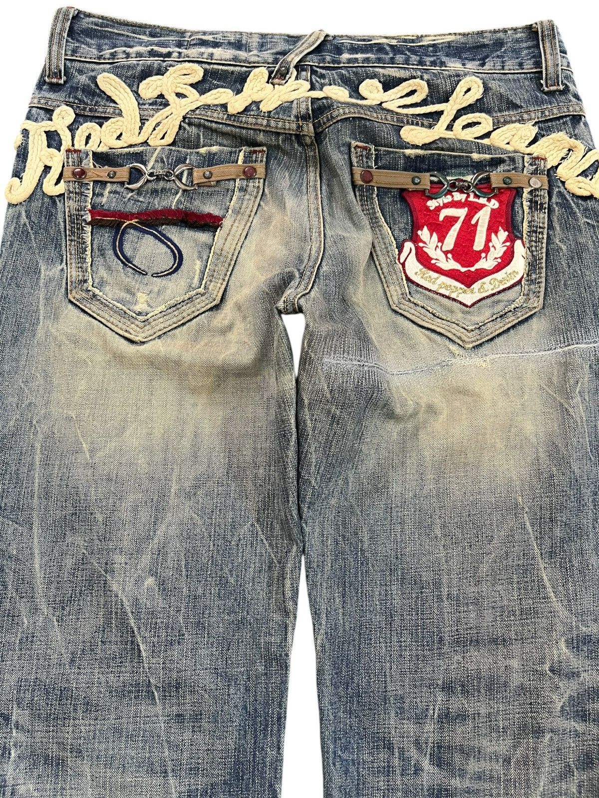 Ed Hardy Vintage Red Pepper Studded Embroidded Mudwash Denim Size US 34 / EU 50 - 10 Thumbnail