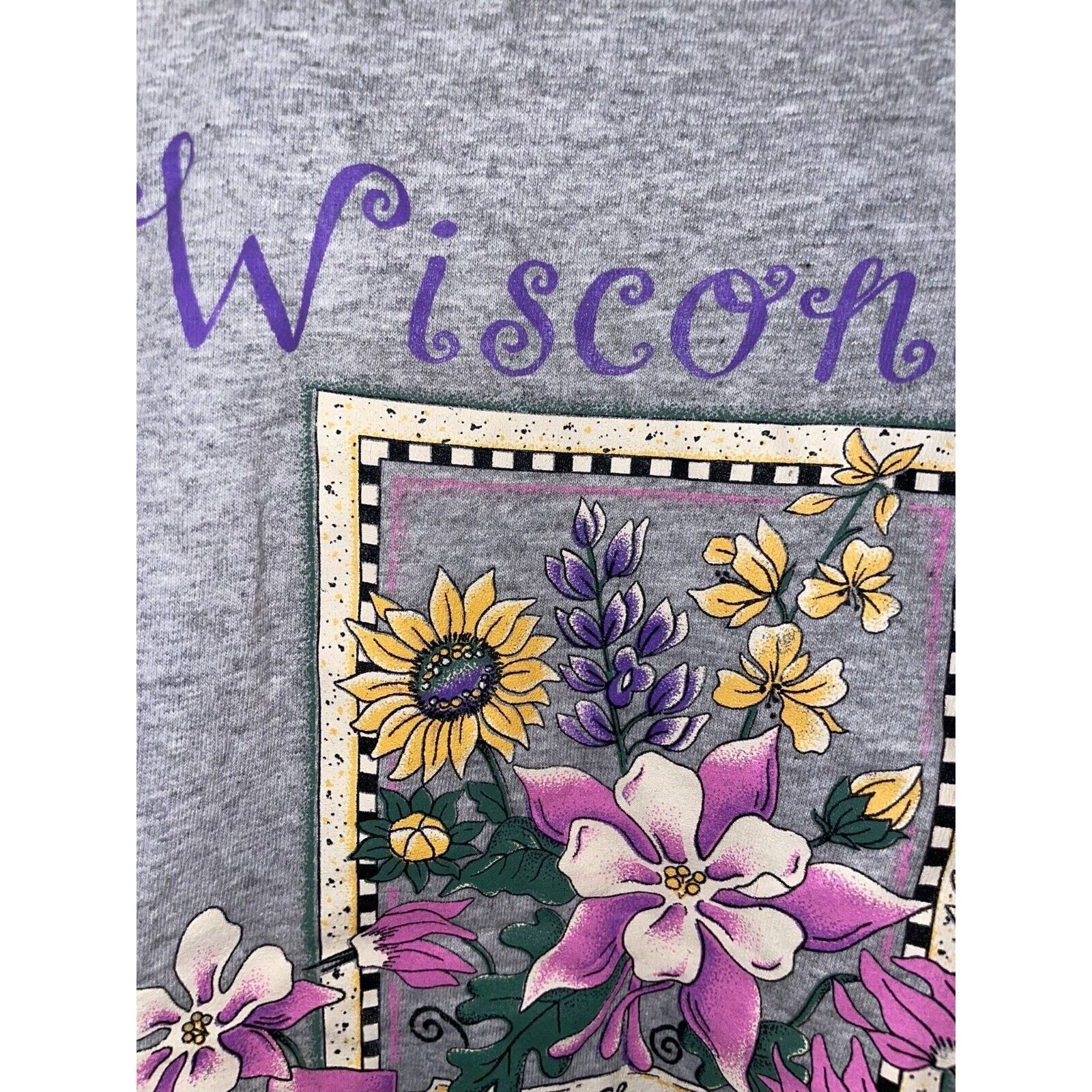 Jerzees Vintage Wisconsin Shirt Wildflowers Flower Test Print VTG L Size US L / EU 52-54 / 3 - 4 Thumbnail