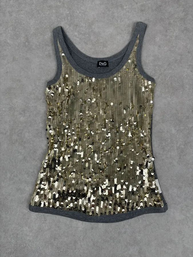 Dolce & Gabbana 2000s Dolce & Gabbana Gold Glitter Tank Top Size S / US 4 / IT 40 - 2 Thumbnail