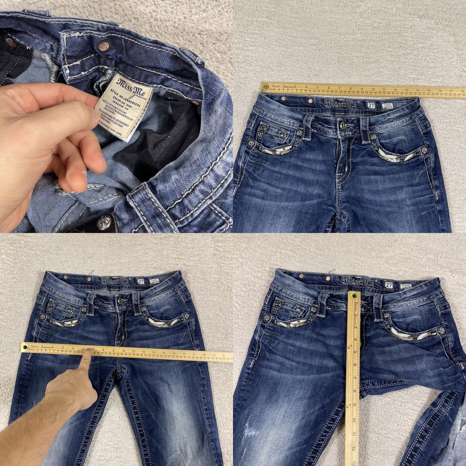 Vintage Judy Blue Mid Rise Easy Skinny Jeans Womens 27x33 Blue Grunge Y2K Faded Stretch Grunge Jeans Size 27" / US 4 / IT 40 - 8 Thumbnail