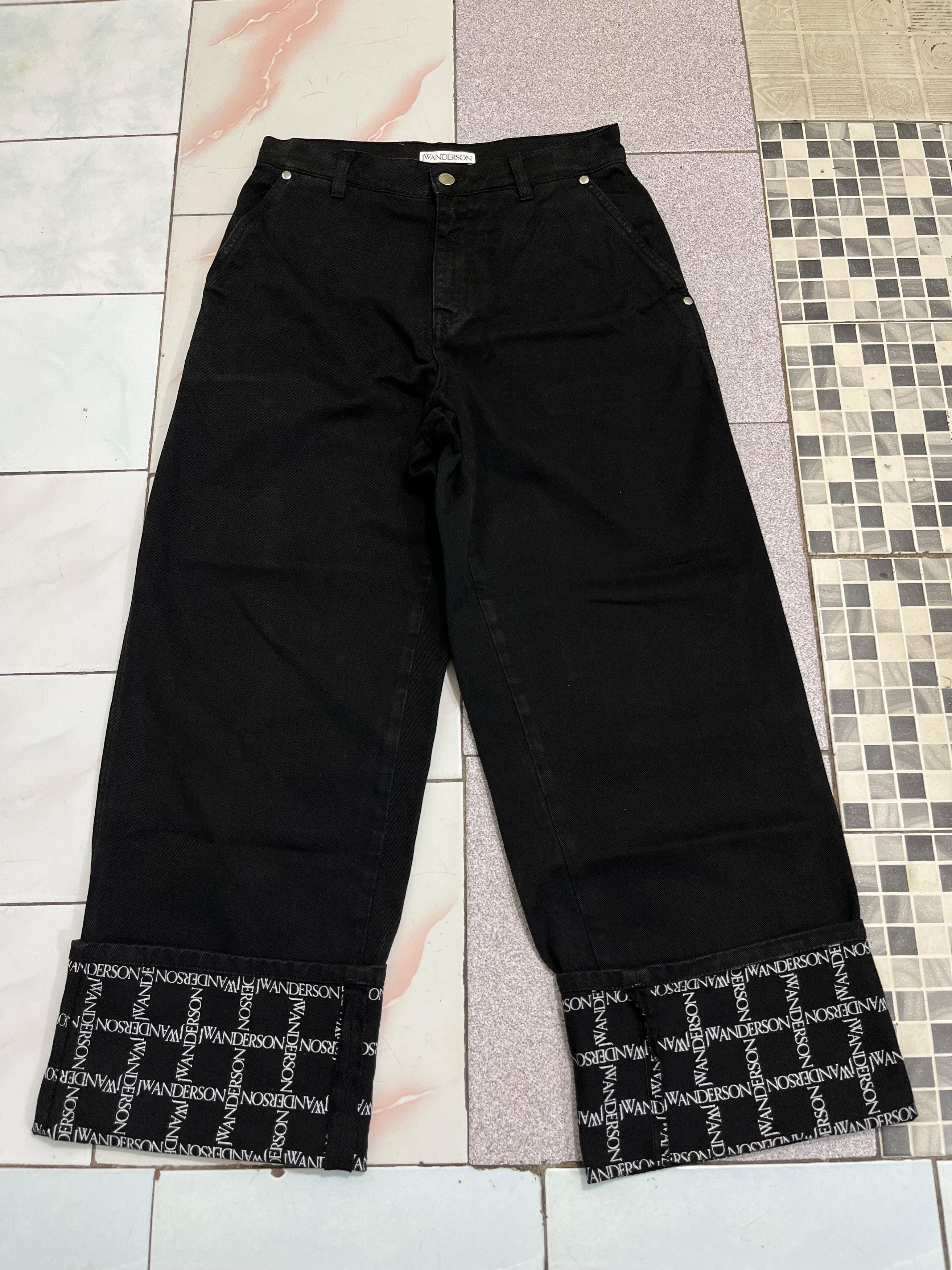 JW Anderson JW Anderson Black Logo Grid Cuff Jeans Size US 30 / EU 46 - 2 Thumbnail