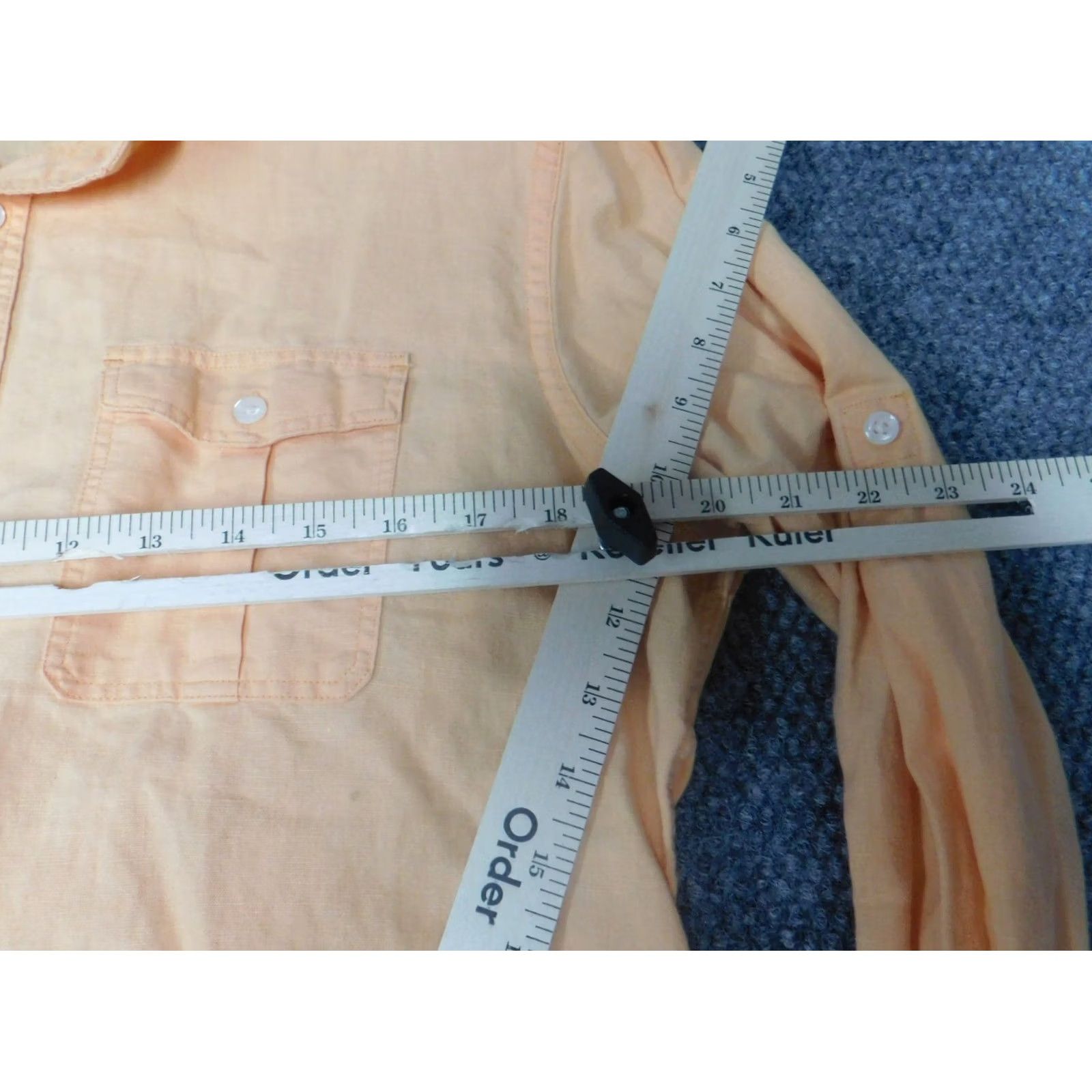 Express Express Shirt Mens Large Orange Peach Button-Down Knit Cotton Slimming Size US L / EU 52-54 / 3 - 4 Thumbnail