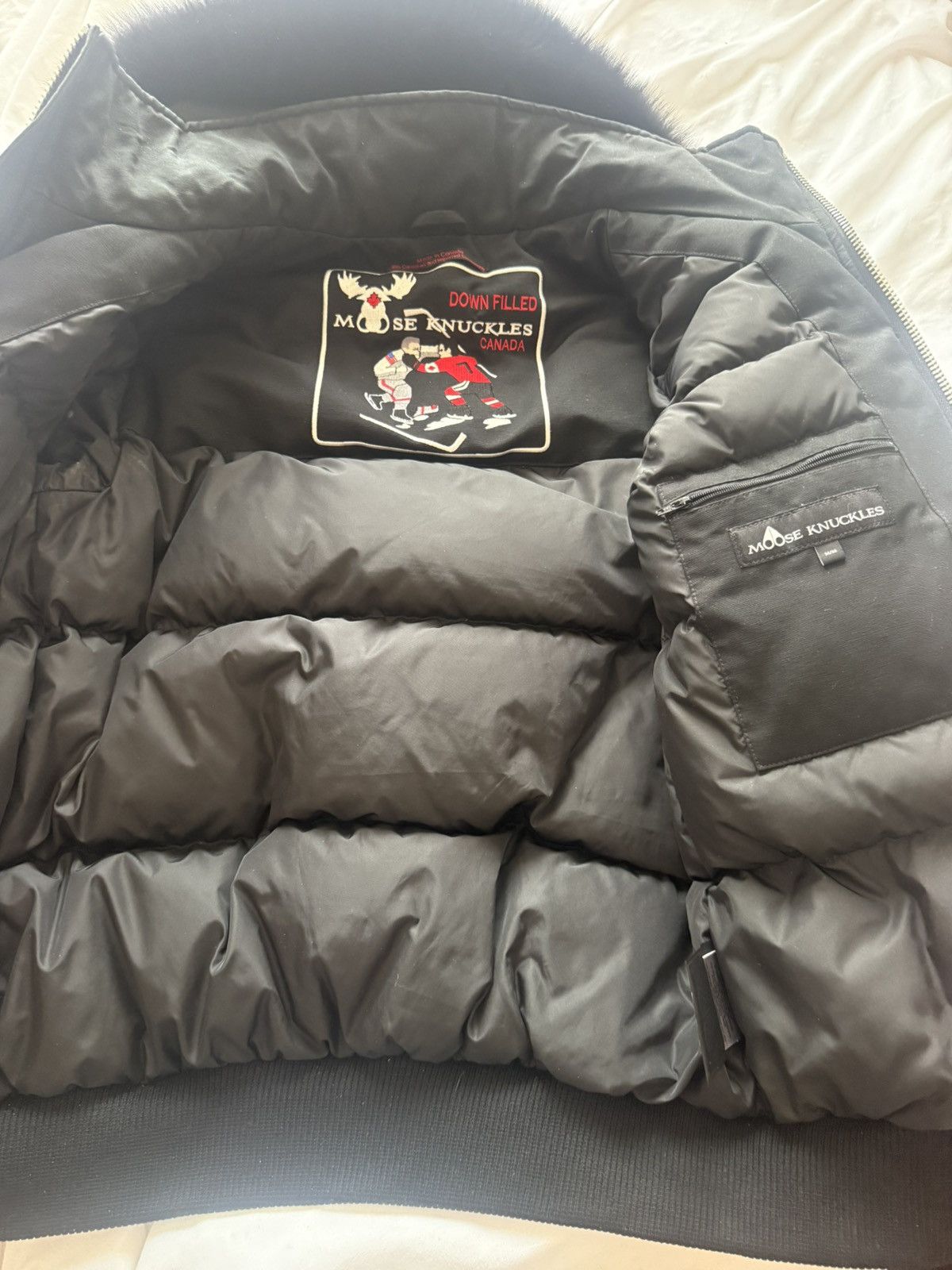 Moose Knuckles ORIGINAL BALLISTIC SHEARLING TRIM BOMBER JACKET Size US M / EU 48-50 / 2 - 4 Thumbnail