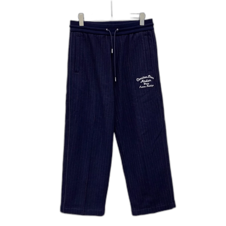 Dior Dior Navy Striped Wool Drawstring Casual Pants-2505 Size 23" - 1 Thumbnail
