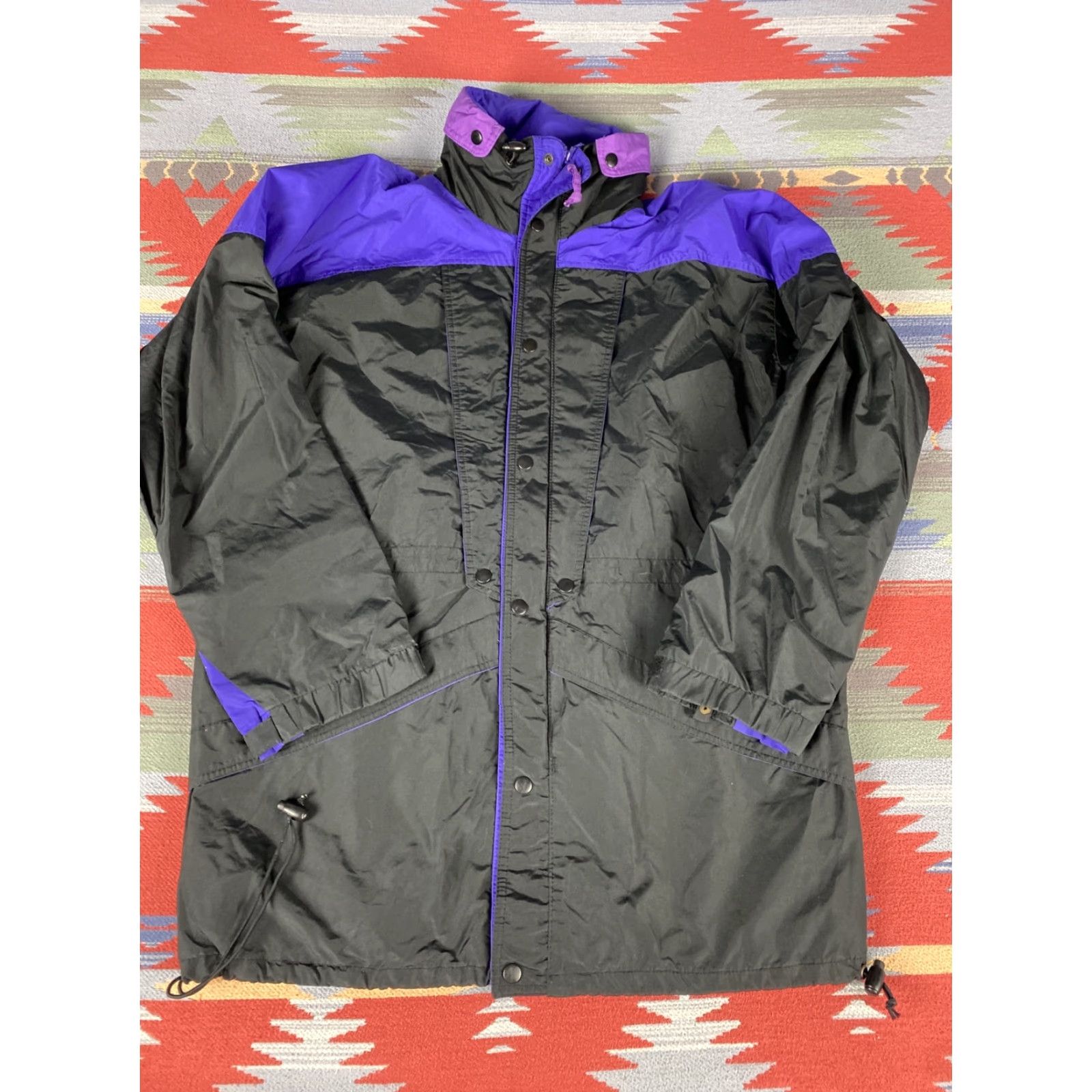 Vintage VINTAGE Sierra Sport Parka Windbreaker Jacket M 90s Black Purple Mens Jacket Size US M / EU 48-50 / 2 - 2 Thumbnail