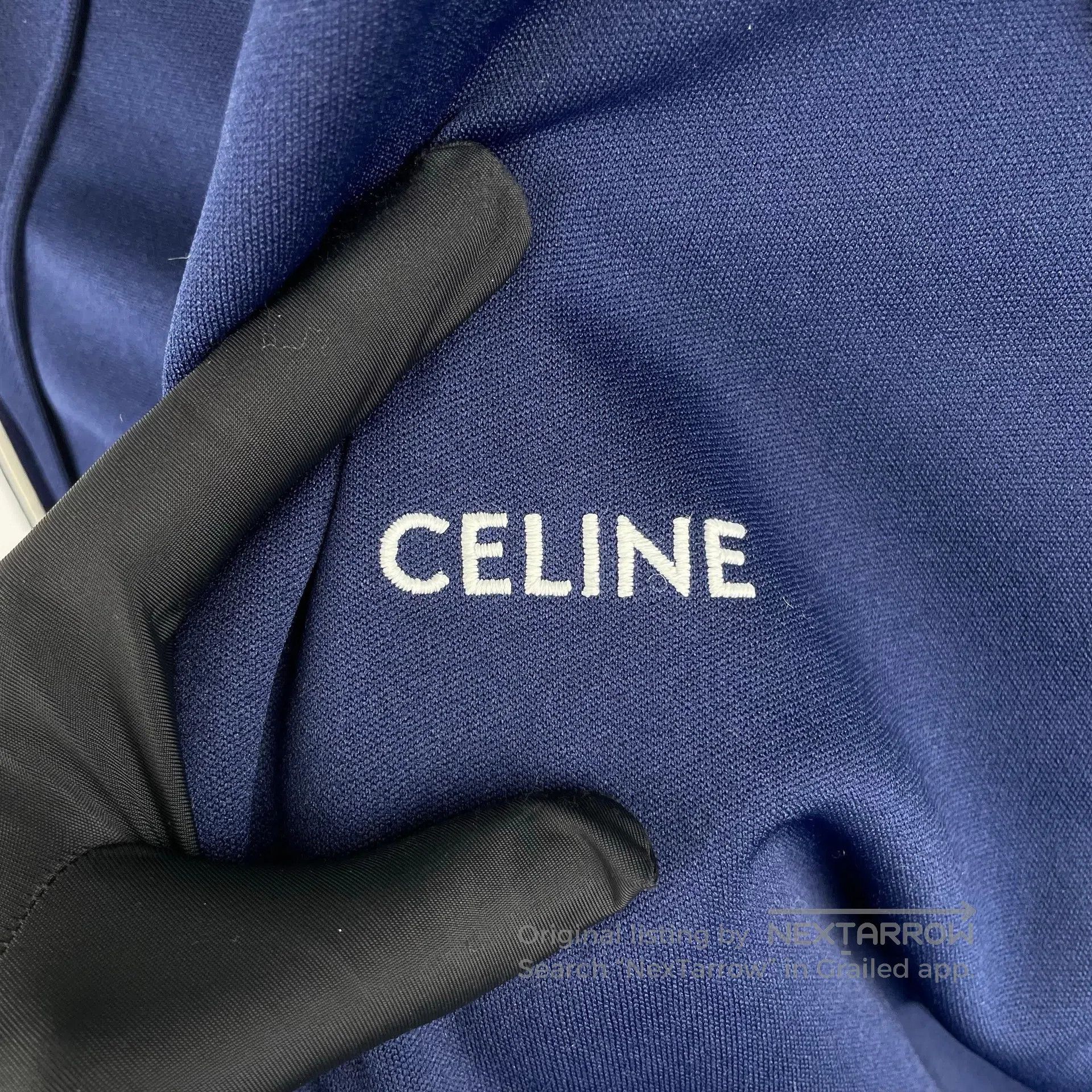 Celine CELINE Deep Blue Chest Embroidered Logo Tape Collar Stand- Size US XS / EU 42 / 0 - 3 Thumbnail