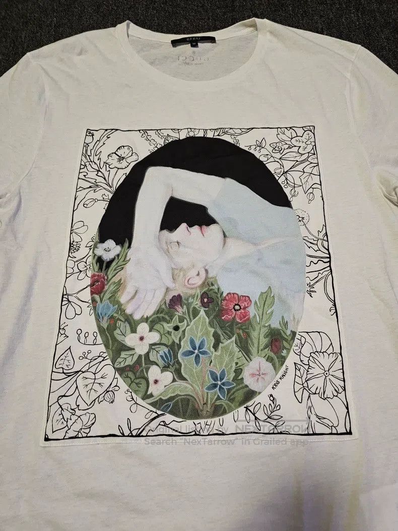 Gucci Gucci White floral print patch short-sleeved T-shirt Size US M / EU 48-50 / 2 - 2 Thumbnail