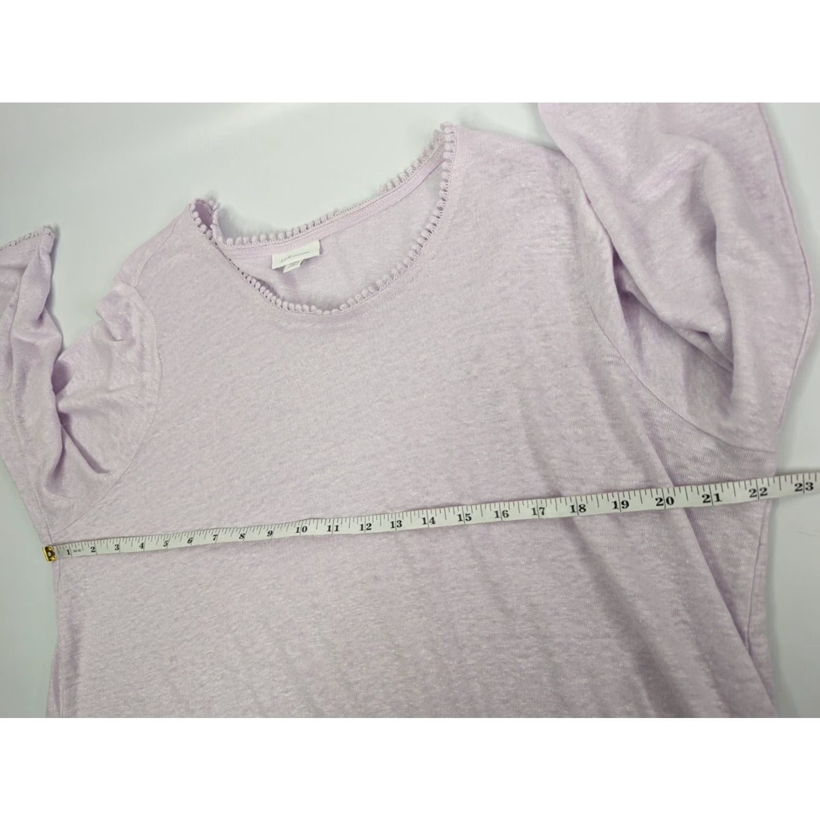 J. Jill VINTAGE J Jill Love Linen Womens Top 2X Purple Pom Pom Trim 100% Linen Knit Blouse Casual Ladies Womens Size XXL / US 16-18 / IT 52-54 - 7 Thumbnail