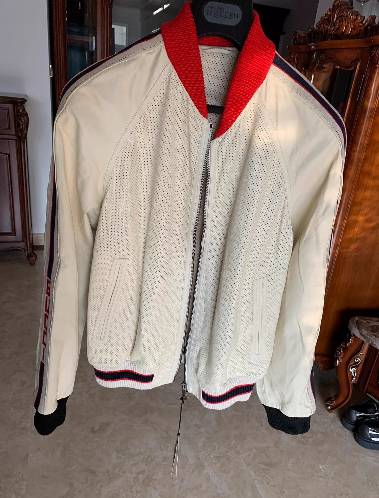 Gucci Gucci Perforated Sheepskin Leather Jacket 50 (Classic Logos) Size US M / EU 48-50 / 2 - 1 Thumbnail