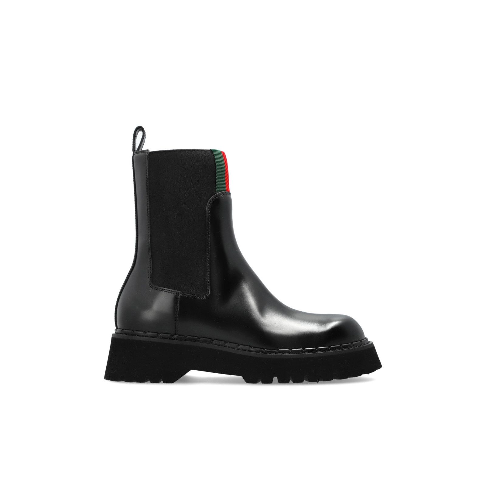 Gucci GUCCI Black Leather With Web Ankle Boots New & Authentic (Wo Size US 7 / IT 37 - 1 Thumbnail