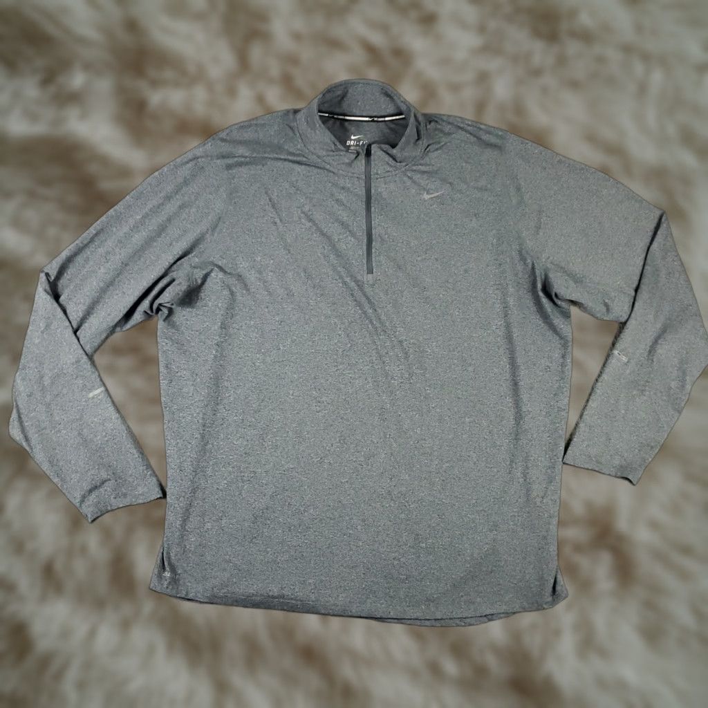 Nike Nike Dri-Fit T Shirt Mens 2XL Gray 1/4 Zip Pullover Long Sleeve Activewear Sports Golf Fall Winter Spring Summer Mens Size US XXL / EU 58 / 5 - 1 Thumbnail