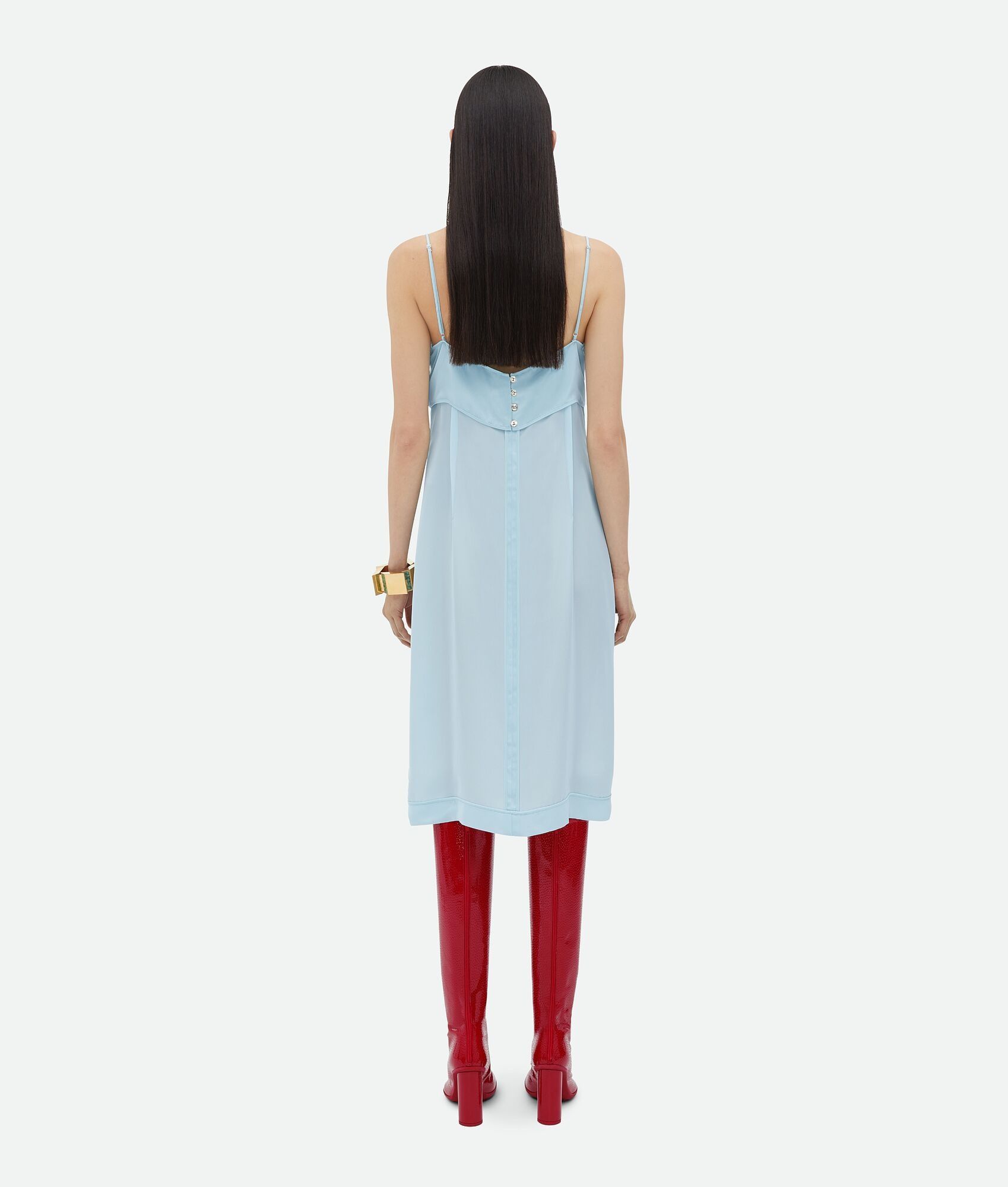 Bottega Veneta o1bcso1str0725 Sheer Cupro Midi Dress in Dusk Blue Size XS / US 0-2 / IT 36-38 - 3 Thumbnail