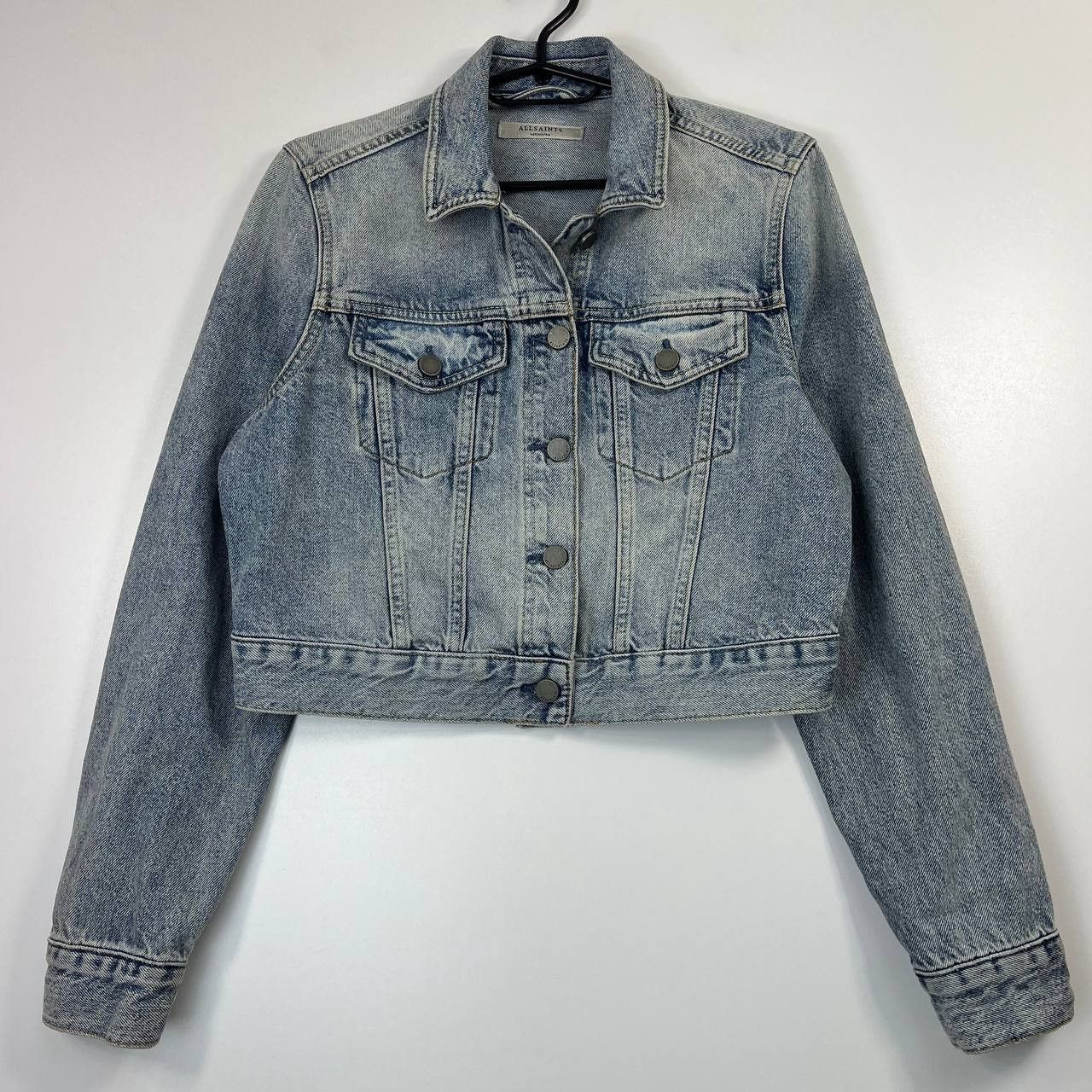 Allsaints AllSaints Womens Cropped Denim Jacket Blue Acid Wash Size M Size US M / EU 48-50 / 2 - 1 Thumbnail