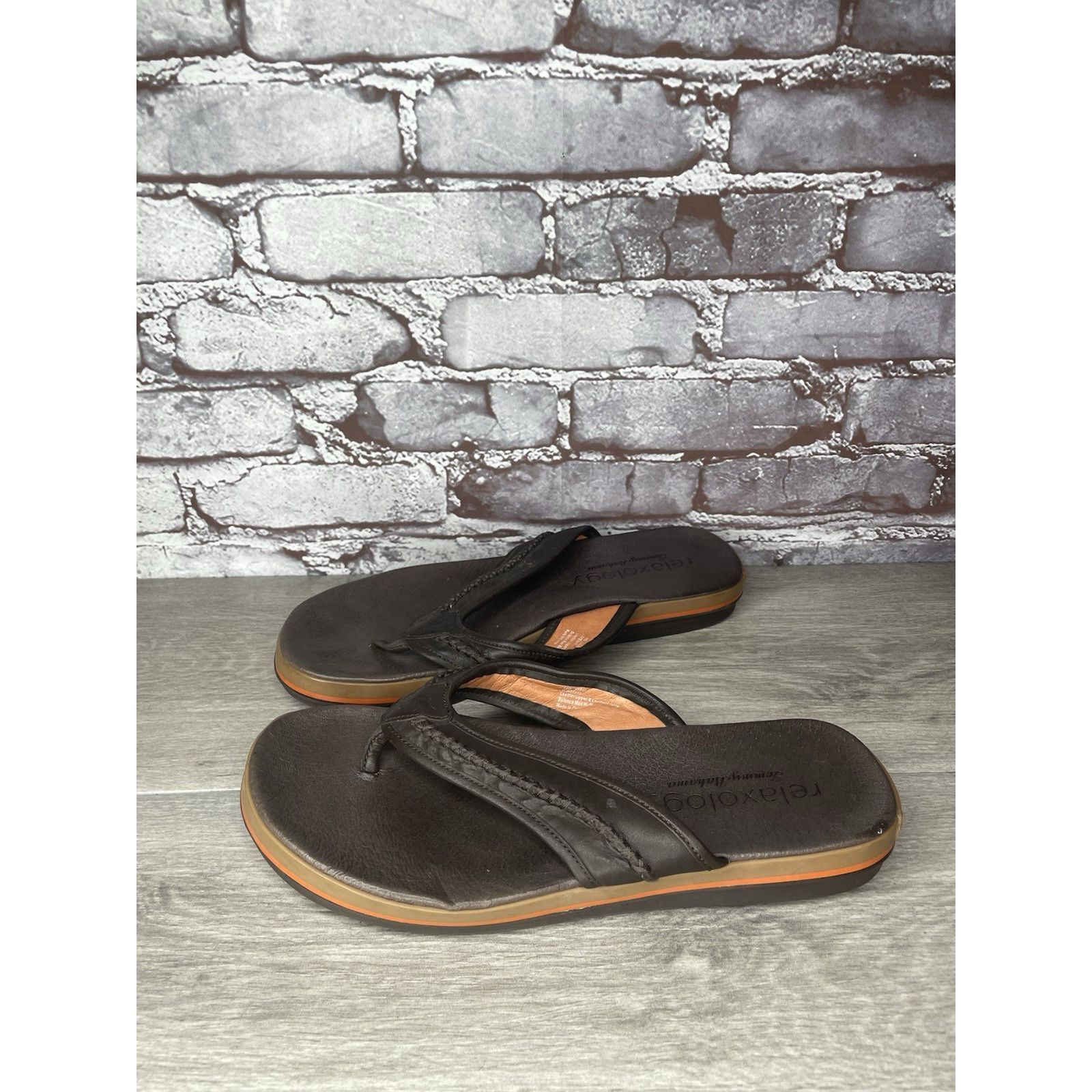 Tommy Bahama TOMMY BAHAMA RELAXOLOGY Jasper Brown Leather Synthetic FlipF Size US 10 / EU 43 - 20 Thumbnail