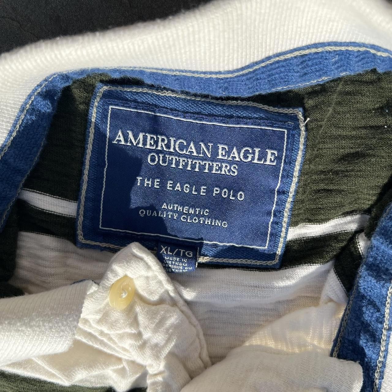 American Eagle Outfitters Green and White Thick Striped Slub Rugby Polo Size US XL / EU 56 / 4 - 3 Thumbnail