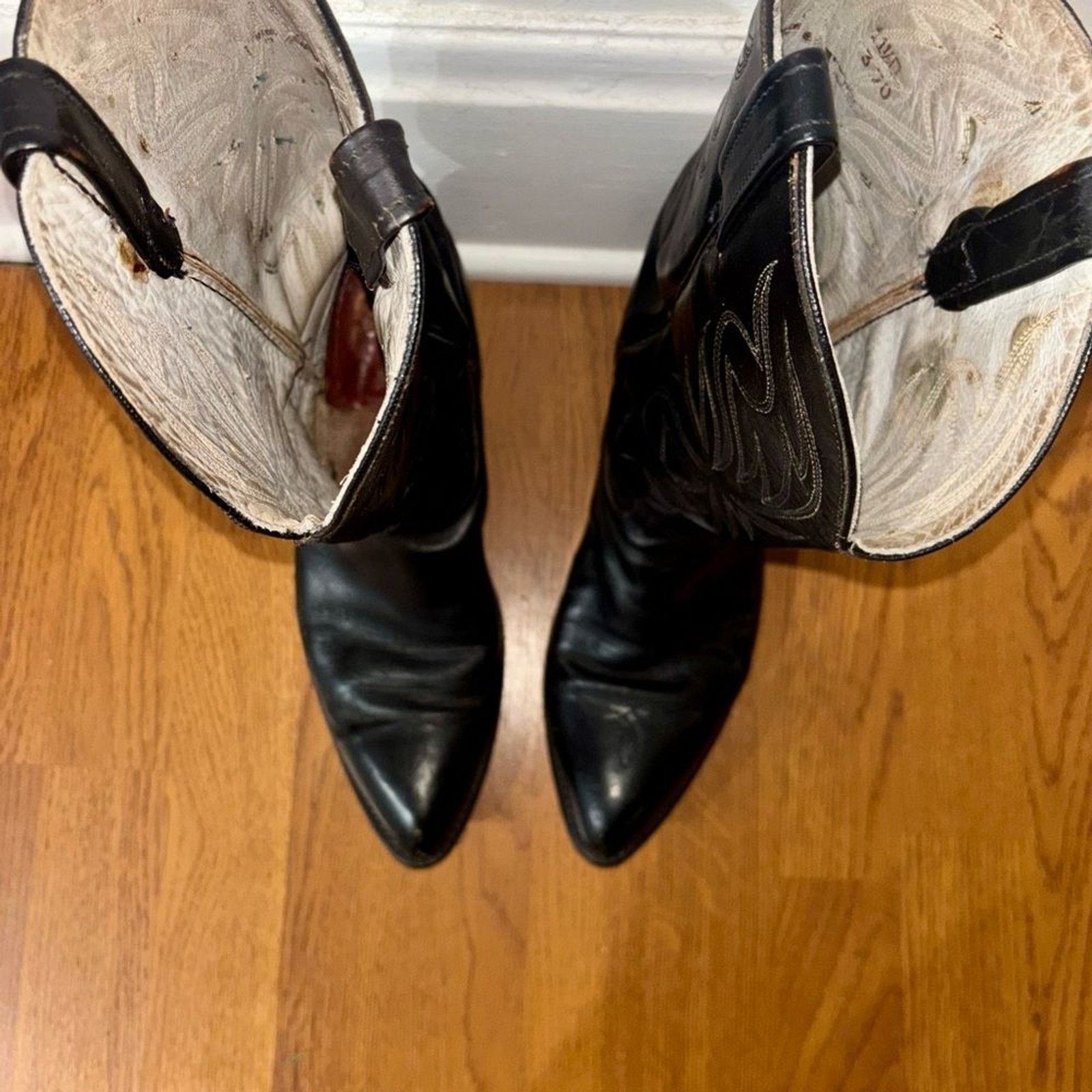 Lucchese 1990s Lucchese Black Cowboy Boots 11.5D Texas Deadstock Size US 11.5 / EU 44-45 - 4 Thumbnail