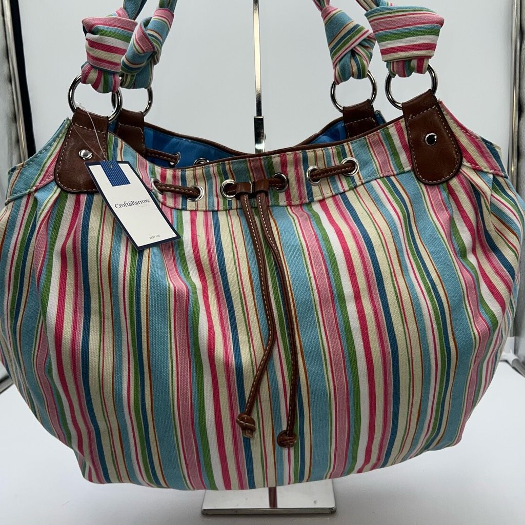 Croft & Barrow Croft and Barrow Vintage y2k summer pink & blue striped canv Size ONE SIZE - 2 Thumbnail