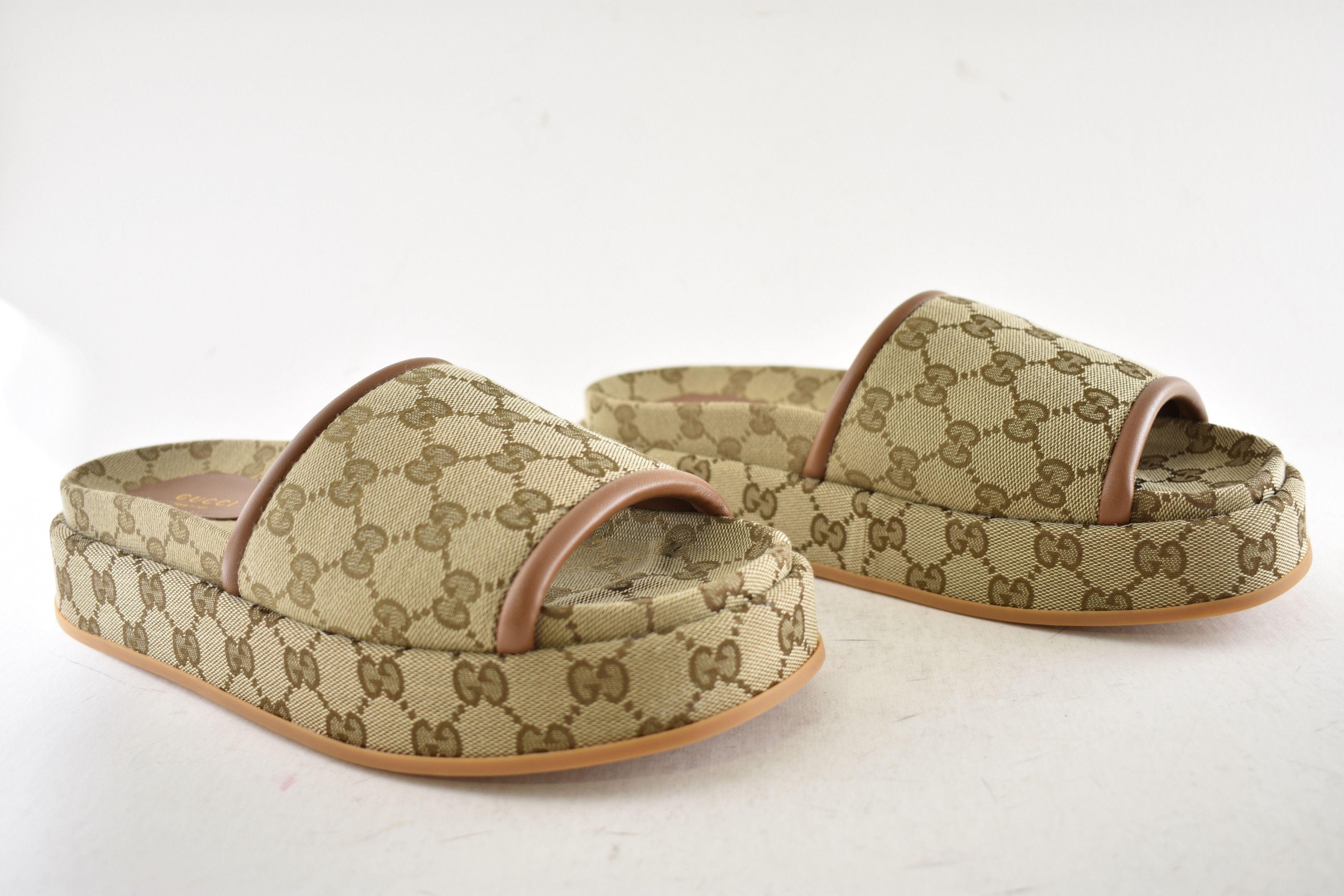 Gucci Gucci Brown GG Monogram Logo Flat Slide Platform Sandal 40.5 Size US 10.5 / IT 40.5 - 4 Thumbnail