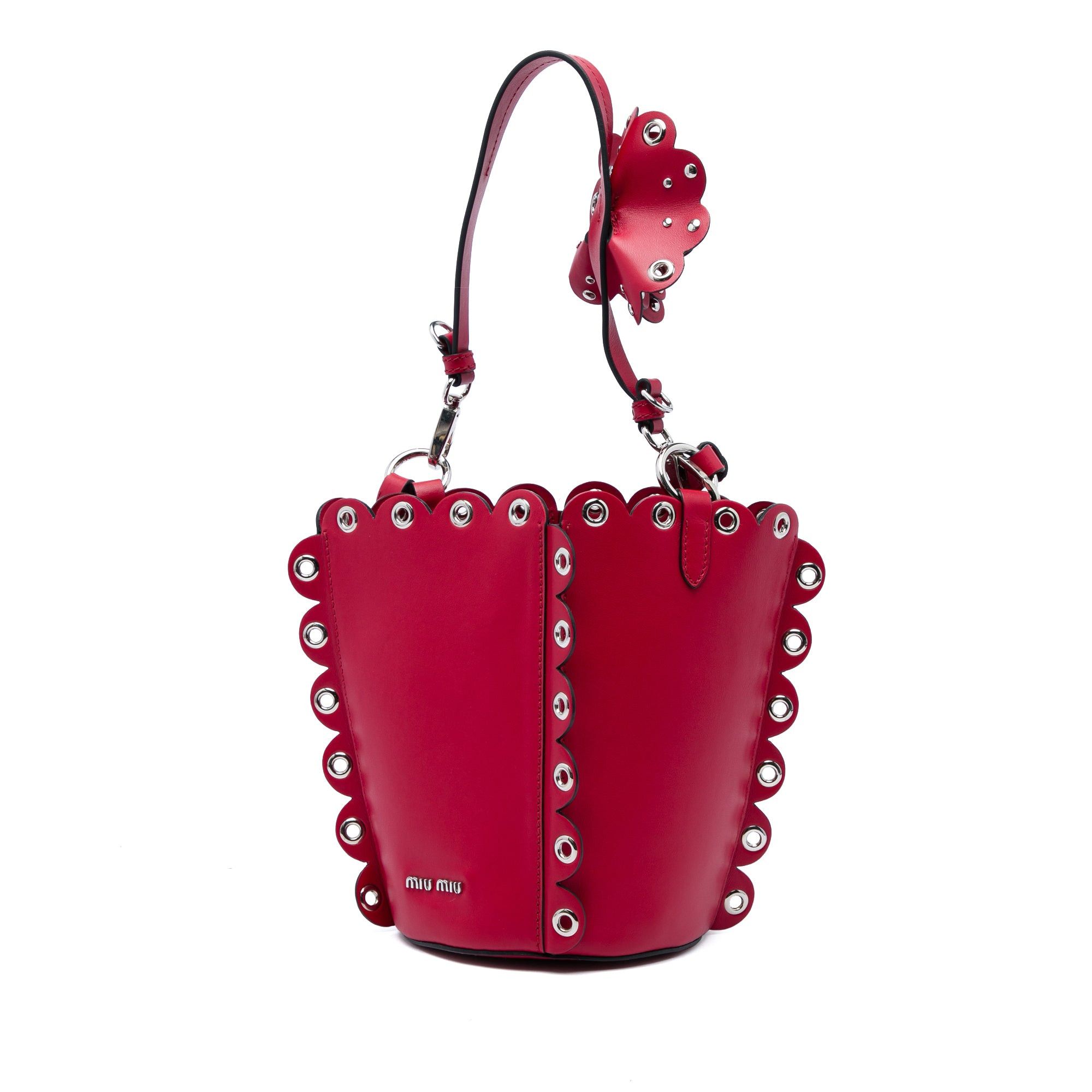 Miu Miu Calfskin Scalloped Grommet Bucket Bag Size ONE SIZE - 1 Thumbnail