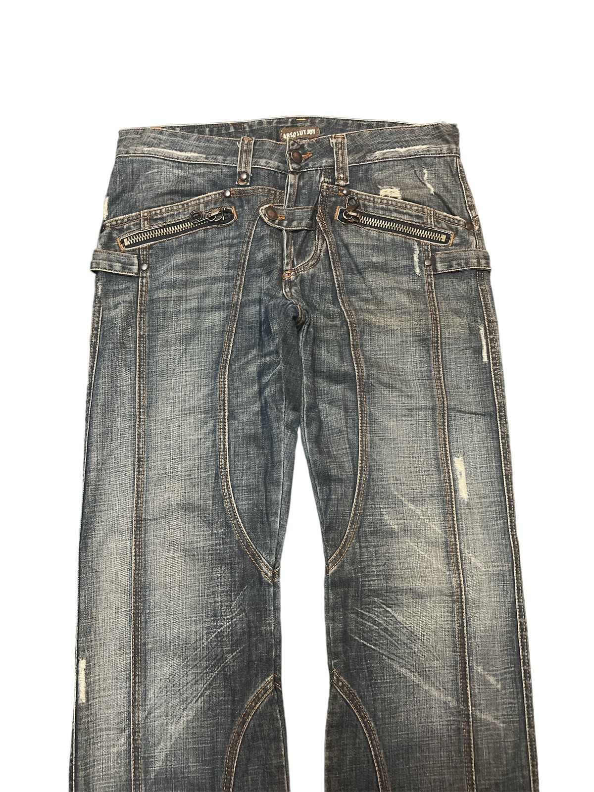 Japanese Brand SICK💥ABSOLUT JOY PATCHWORK DISTRESSED DENIM PANT Size US 32 / EU 48 - 2 Thumbnail