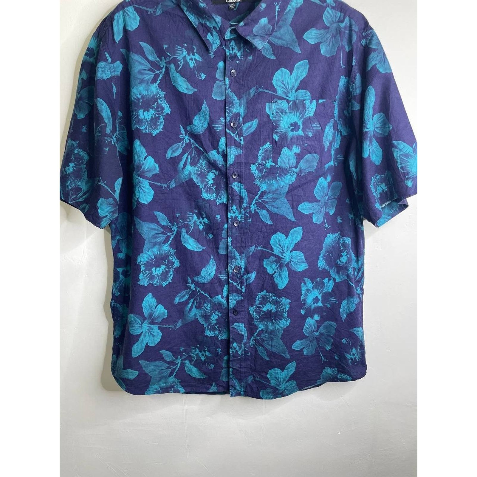 Carbon Vintage Carbon XXL Hawaiian Shirt Teal Floral Classic Fit Size US XXL / EU 58 / 5 - 2 Thumbnail