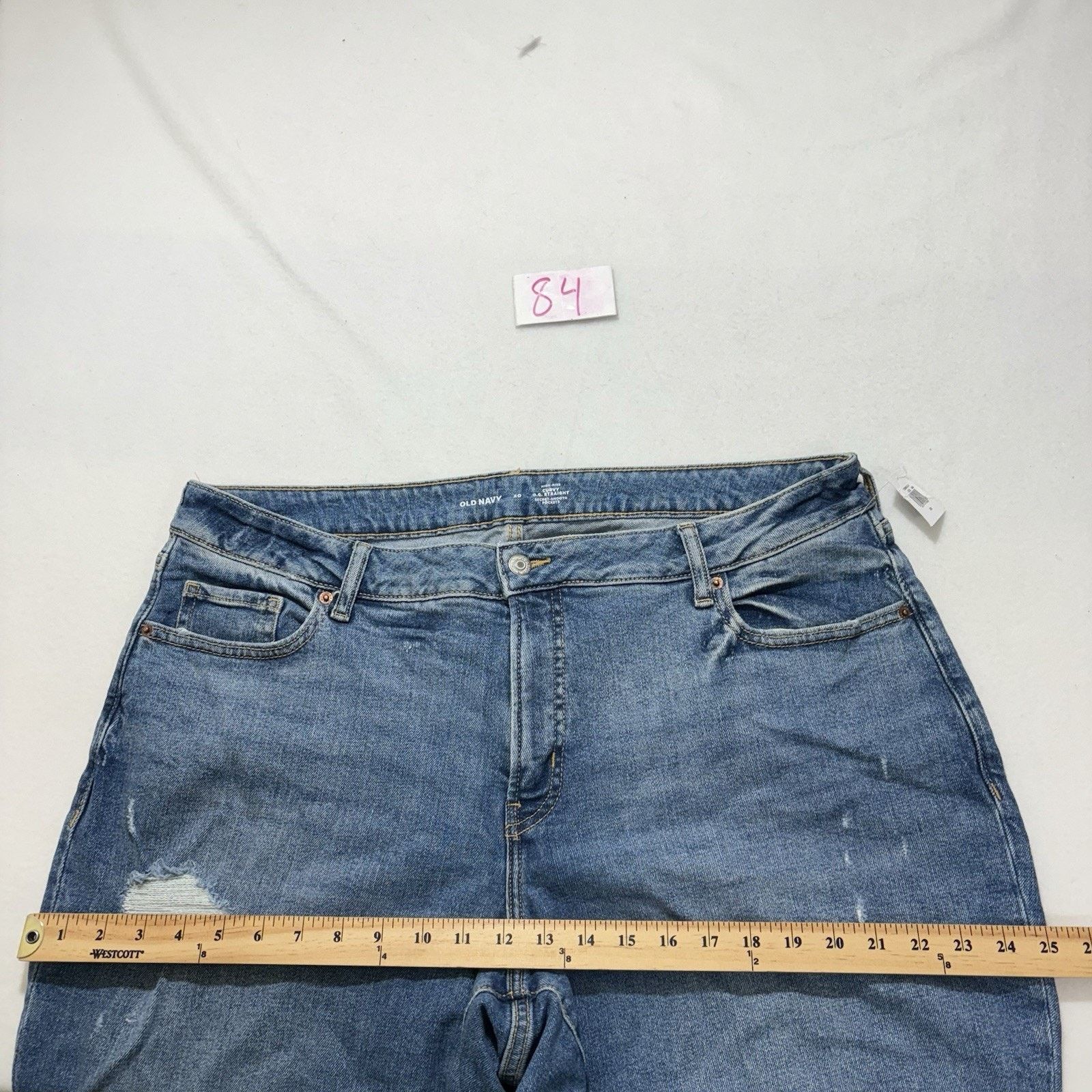 Old Navy Old Navy 20 High Rise Curvy O.G. Straight Ripped Jeans Size 42" / US 20 - 11 Thumbnail