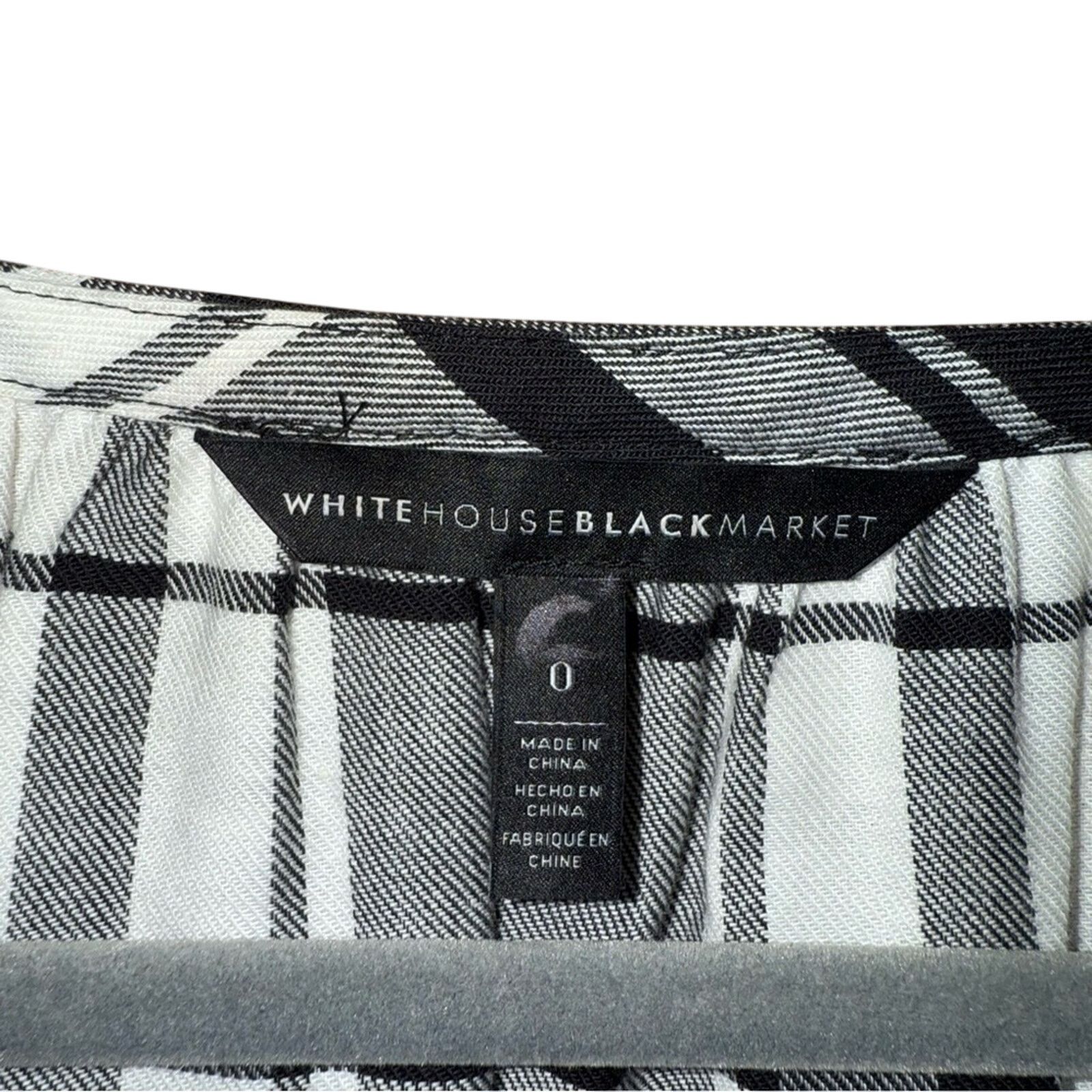 White House Black Market White House Black Market Plaid Black and White Women's Top Size XS / US 0-2 / IT 36-38 - 4 Thumbnail