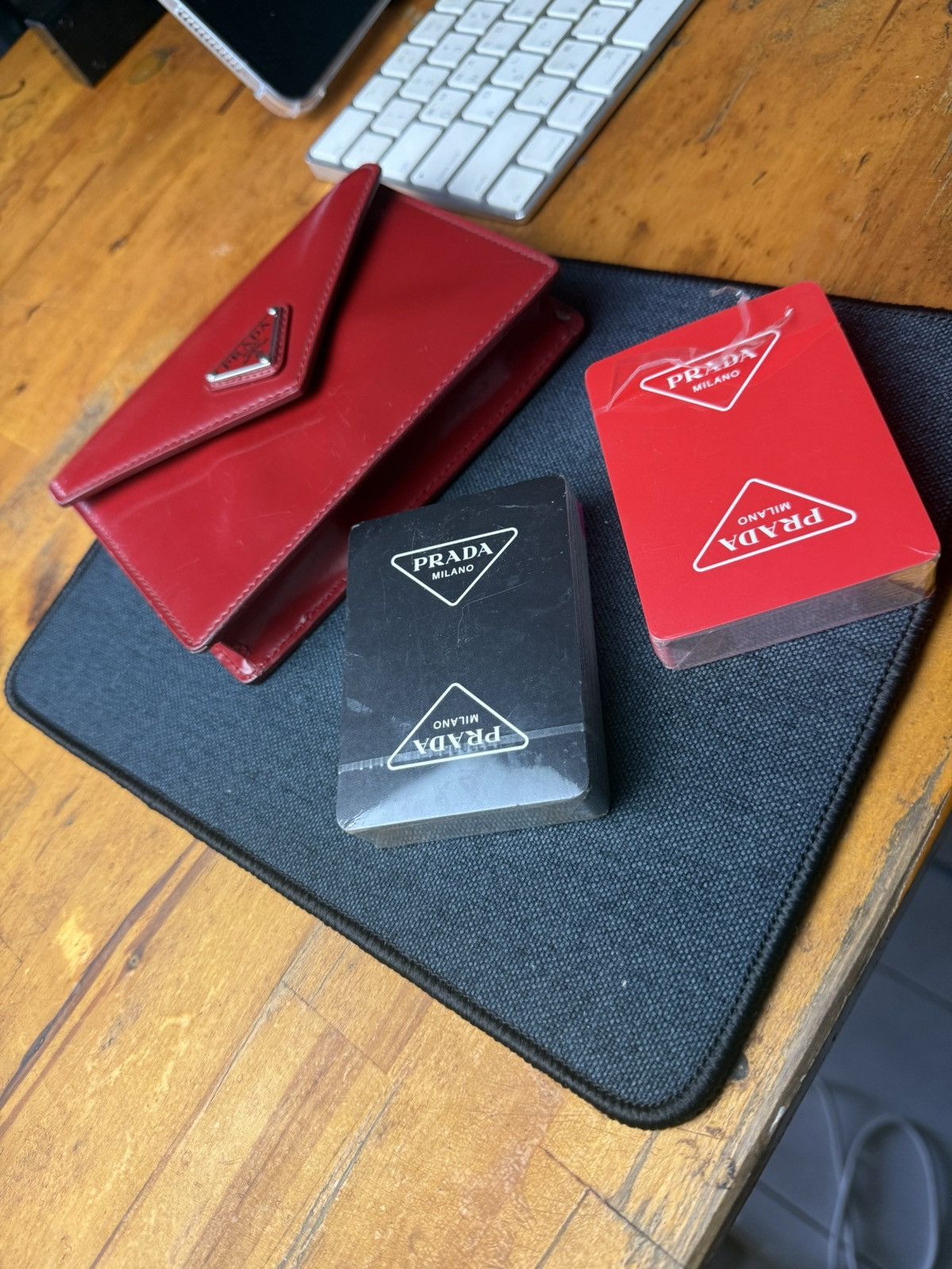 Playing cards with leather case