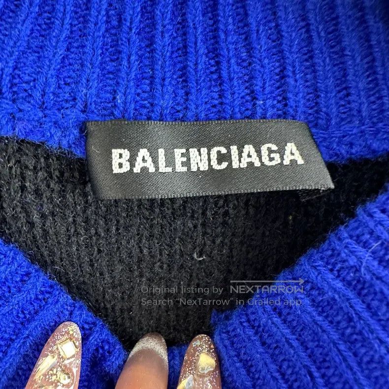 Balenciaga Balenciaga Blue Full Printed Letter Bullet Screen Sweater Size US S / EU 44-46 / 1 - 4 Thumbnail