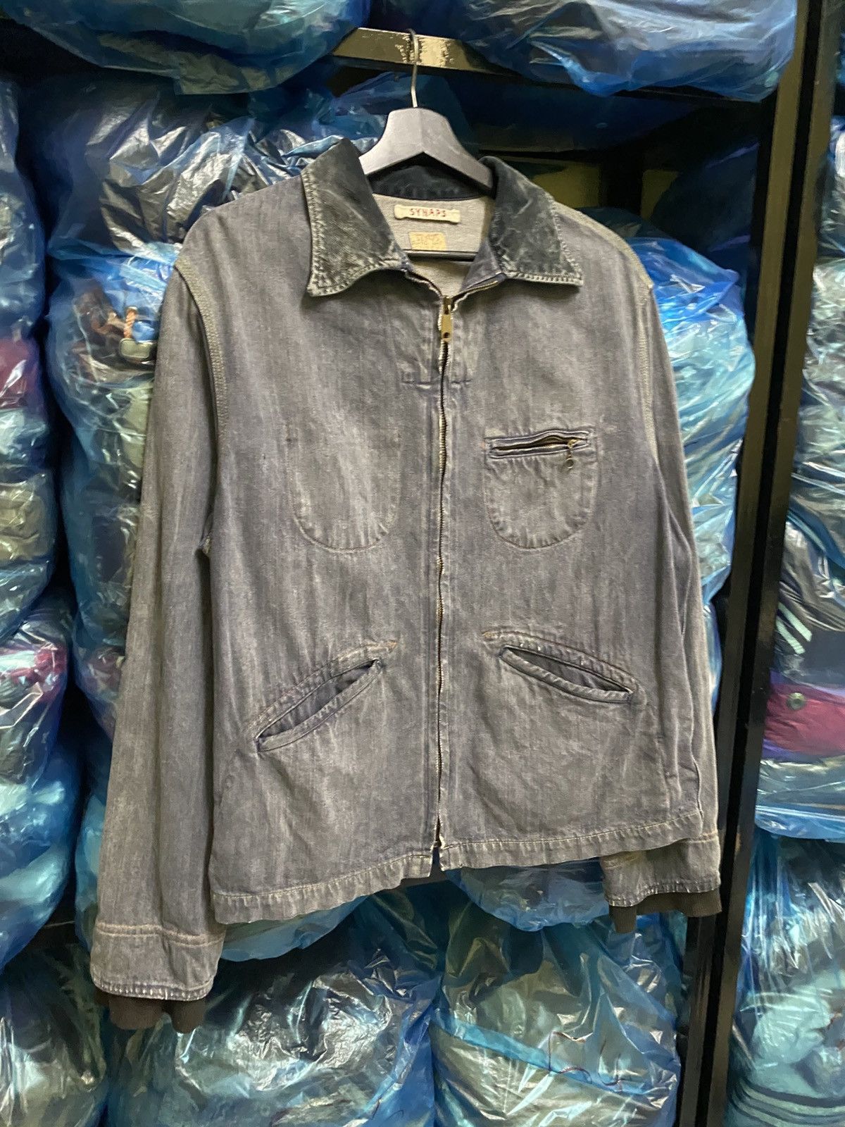 Japanese Brand Vintage SYNAPS Denim Work Jacket Japan Style Zip-Up Size US S / EU 44-46 / 1 - 5 Thumbnail