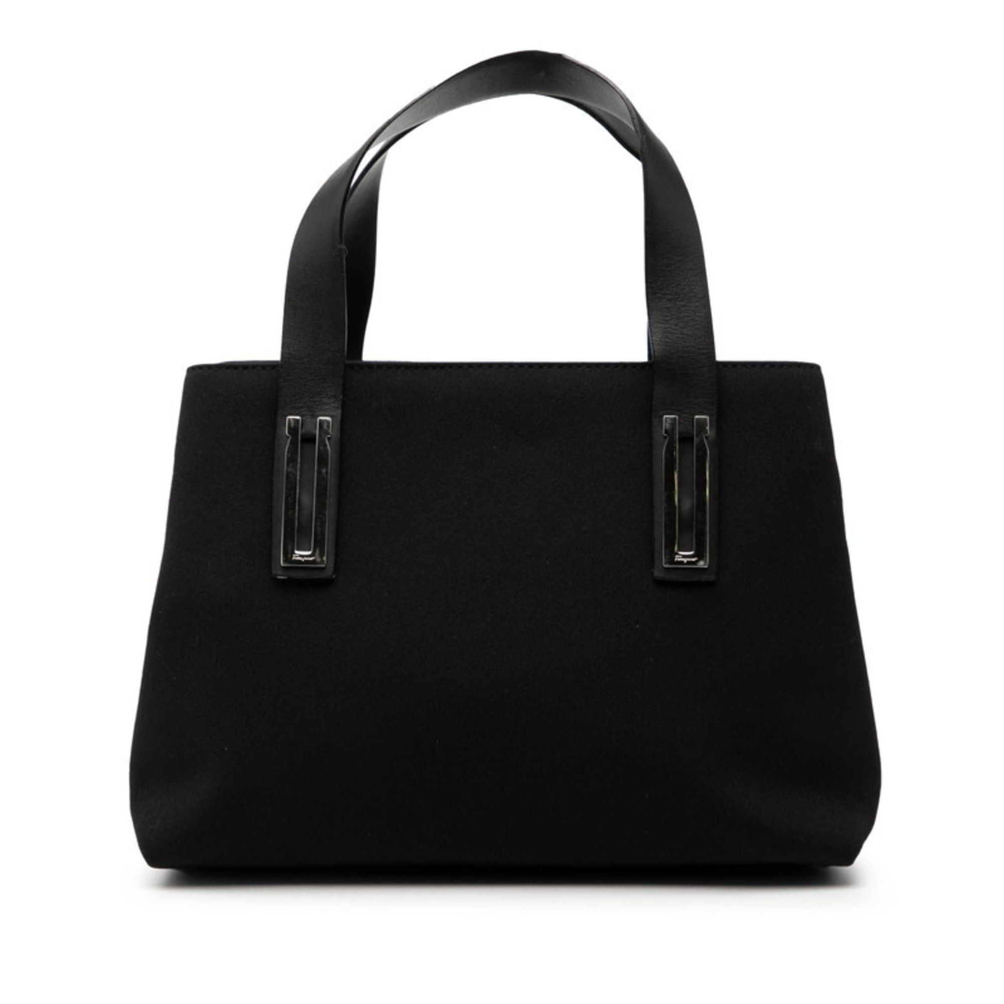 Salvatore Ferragamo handbag tote bag AQ-21 9650 black nylon and leather for women.