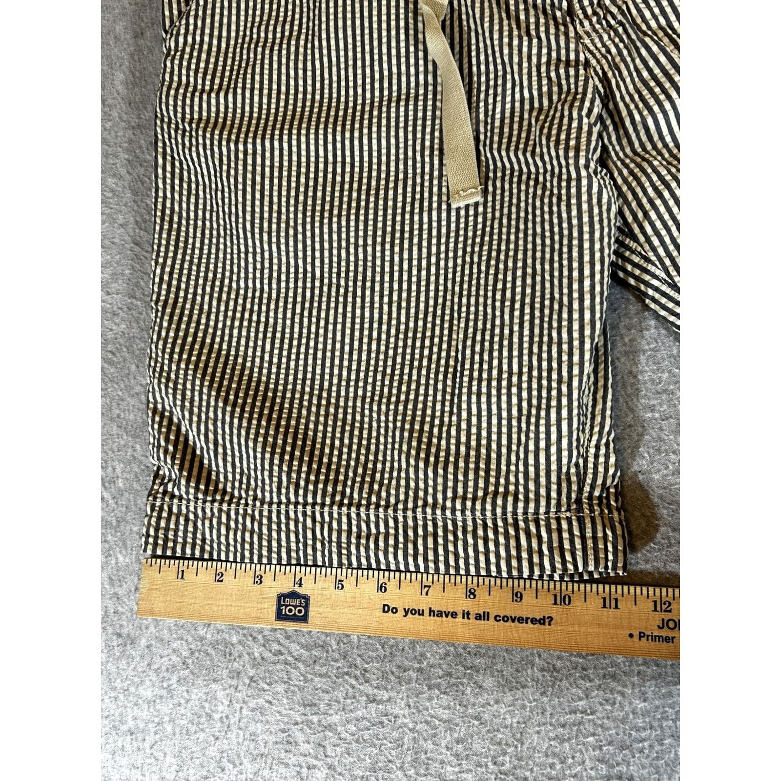 J.Crew J.Crew Mens 36 Striped Chino Shorts Seersucker Drawstring Flat Front Beige Vintage - Casual Summer Mens 36W Shorts Size US 36 / EU 52 - 3 Thumbnail
