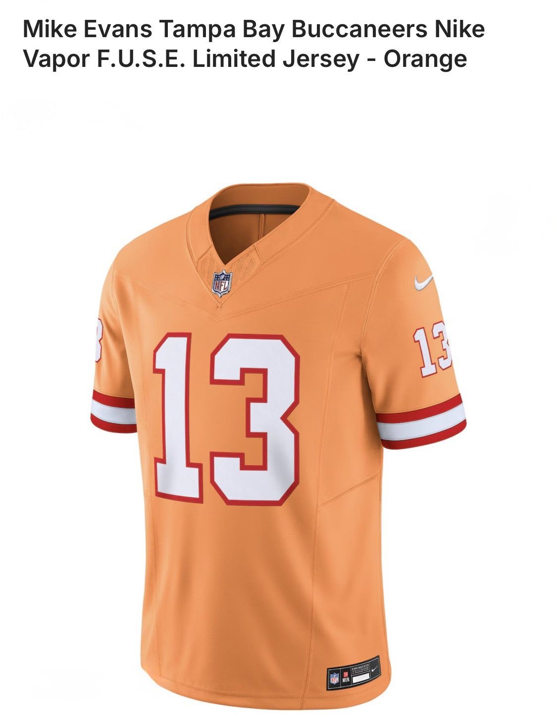 Nike 3XL Mike Evans Tampa Bay Buccaneers Nike Vapor F.U.S.E. Size US XXL / EU 58 / 5 - 18 Thumbnail