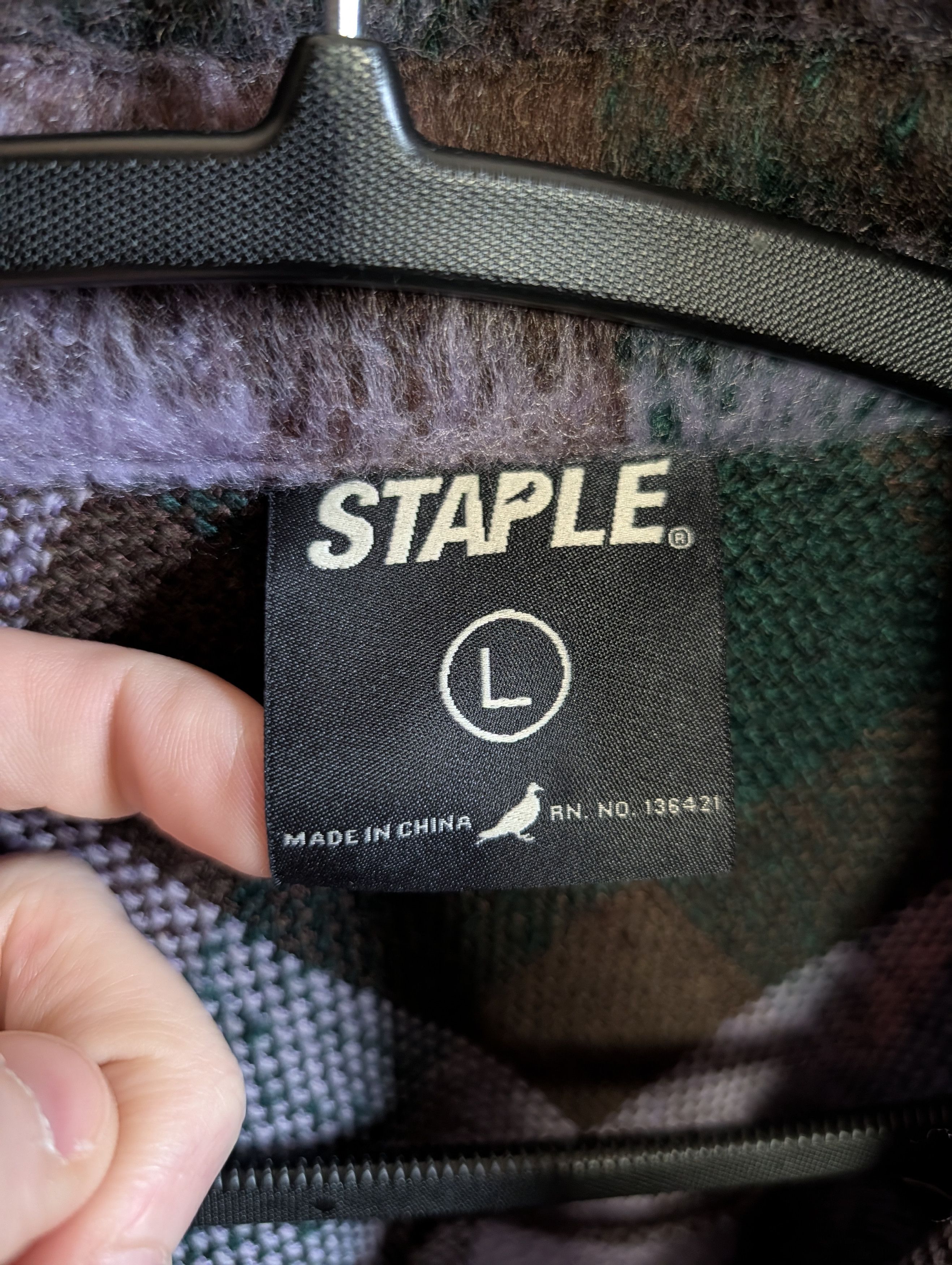 Staple Purple/Brown Plaid Fuzzy CPO Jacket sz L Size US L / EU 52-54 / 3 - 9 Thumbnail