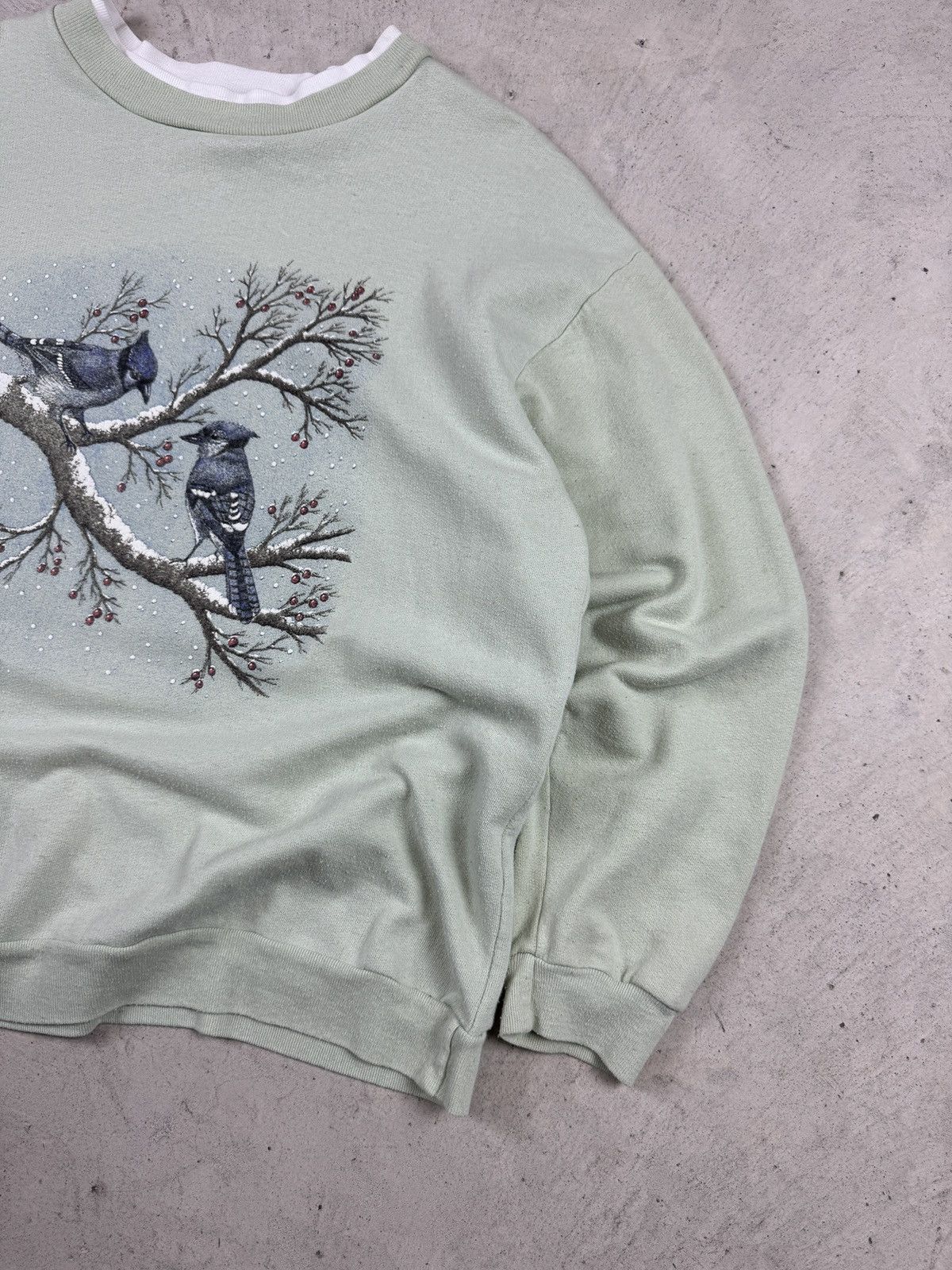 Vintage 1990s Light Green Bird Crewneck Size US S / EU 44-46 / 1 - 2 Thumbnail