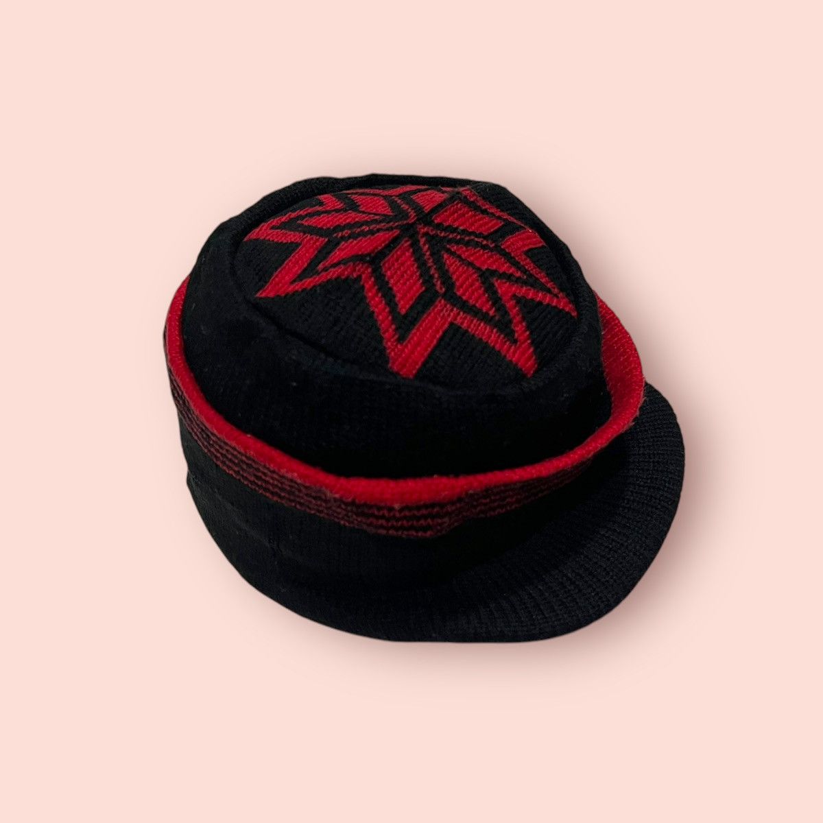 14th Addiction × Homespun Knitwear × Japanese Brand VINTAGE RED SNOWFLAKE LOGO KNITTED ALT BEANIE HAT Size ONE SIZE - 17 Thumbnail