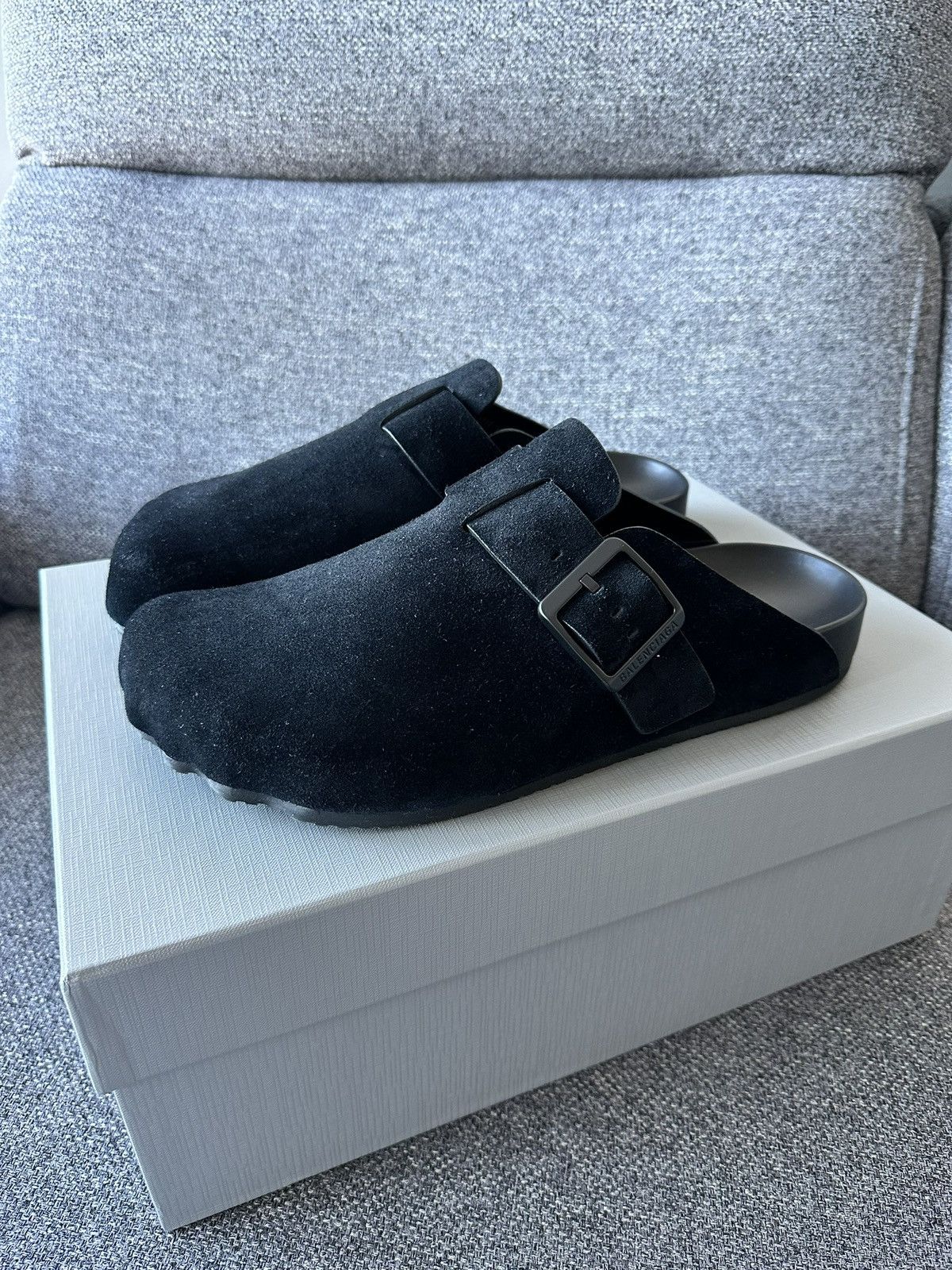 image of Balenciaga Sunday Mule Shoes Suede Black, Men's (Size 11)
