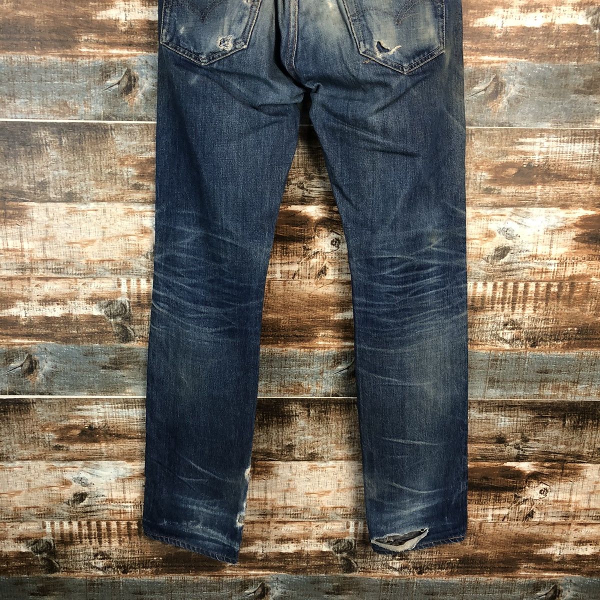 Levi's DLL Levis 505 Big E Blue Distressed Denim Pants #C133 Size US 30 / EU 46 - 17 Thumbnail