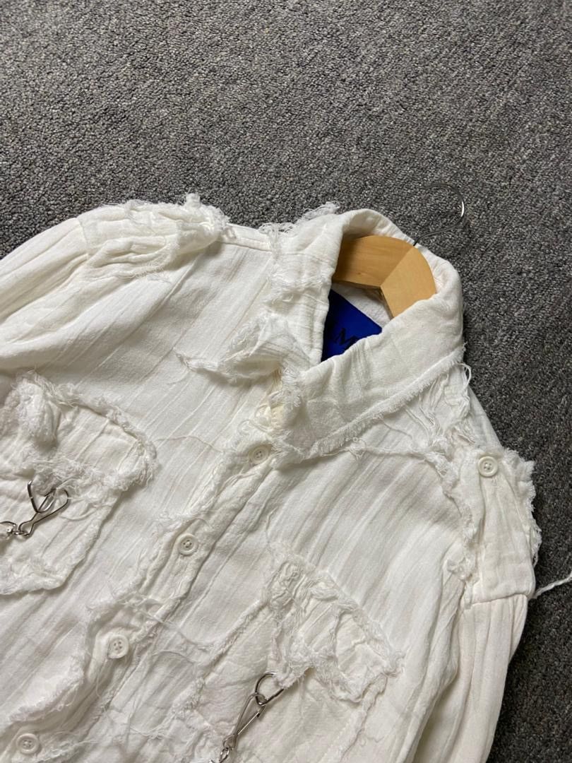 Japanese Brand J.I.M.S Brand Distressed Frayed Button Up Shirt (182) Size US XL / EU 56 / 4 - 7 Thumbnail