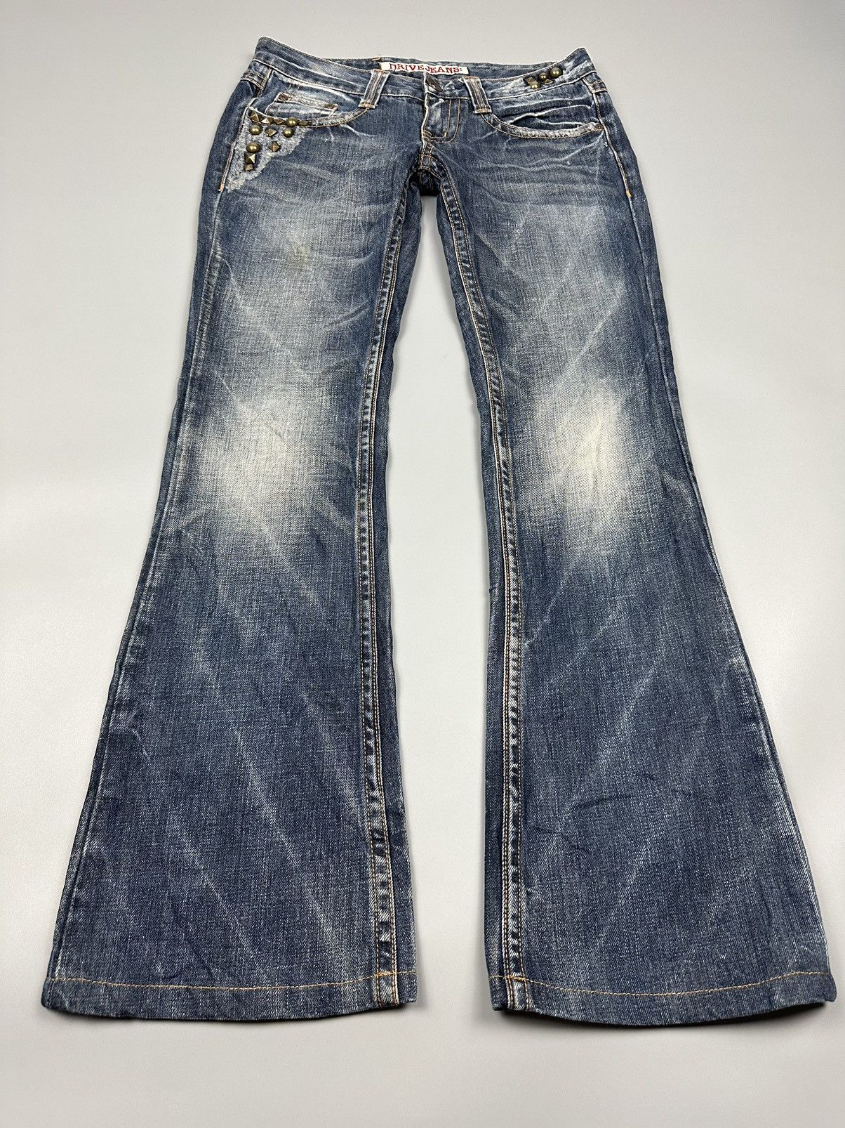 If Six Was Nine × Le Grande Bleu (L.G.B.) 🔥Flared🔥Drive Jeans Lightning Design Denim Size US 29 - 3 Thumbnail