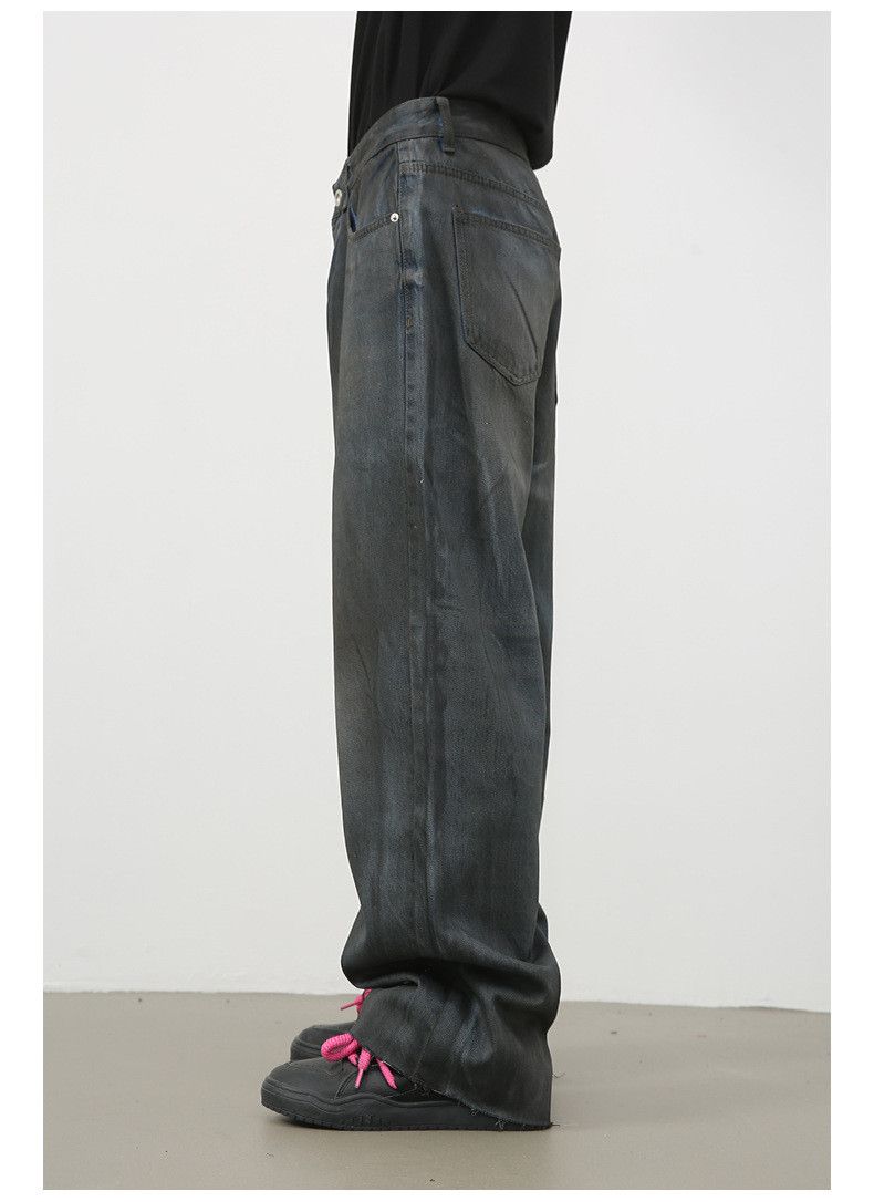 Japanese Brand × Jean Vintage coated wide-leg high street distressed loose jeans Size US 32 / EU 48 - 5 Thumbnail