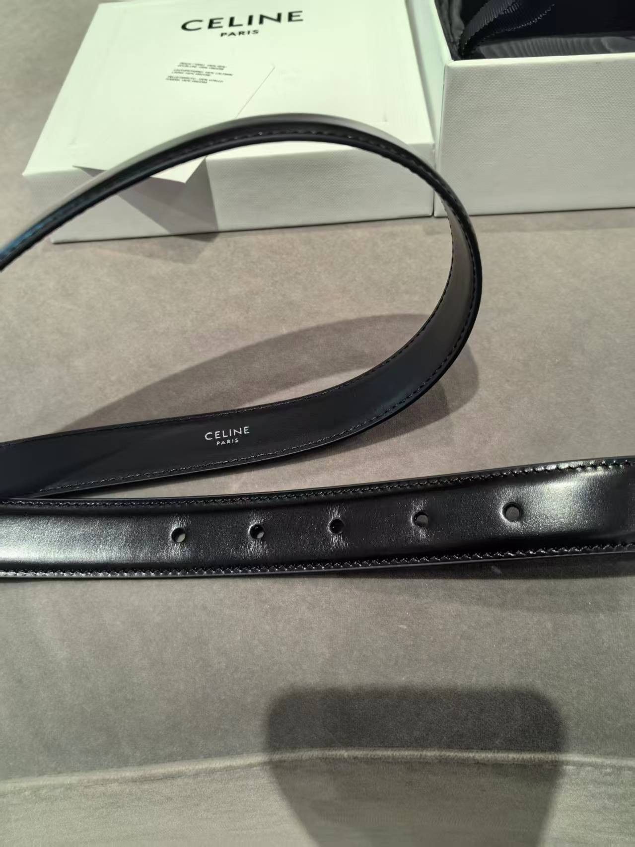 Celine New Celine Women's Triomphe Belt - 2.5 cm - Black, 95CM Size ONE SIZE - 5 Thumbnail