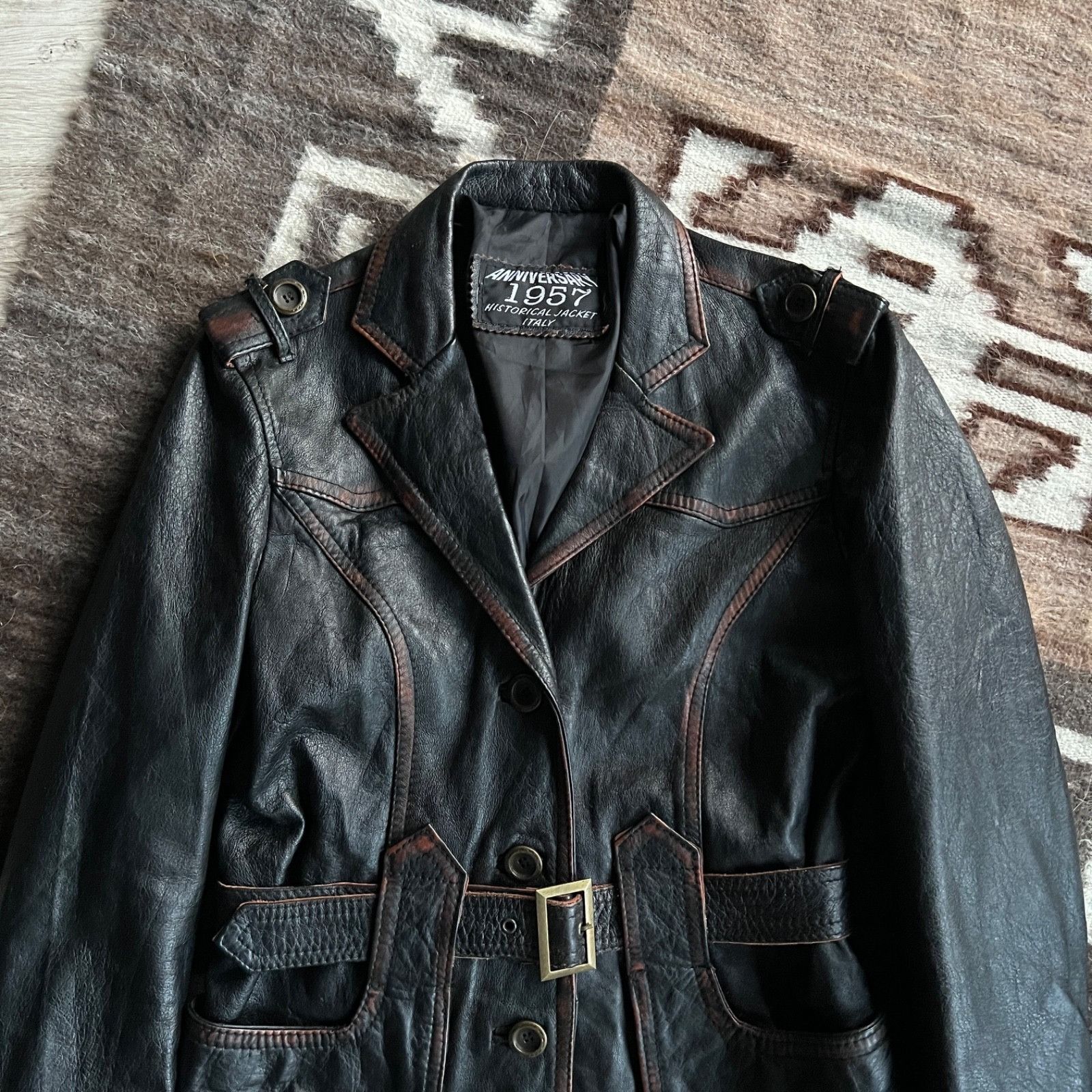 Vintage Vintage Italian Leather Trench Coat Belted Coat 9731AC Size S / US 4 / IT 40 - 5 Thumbnail