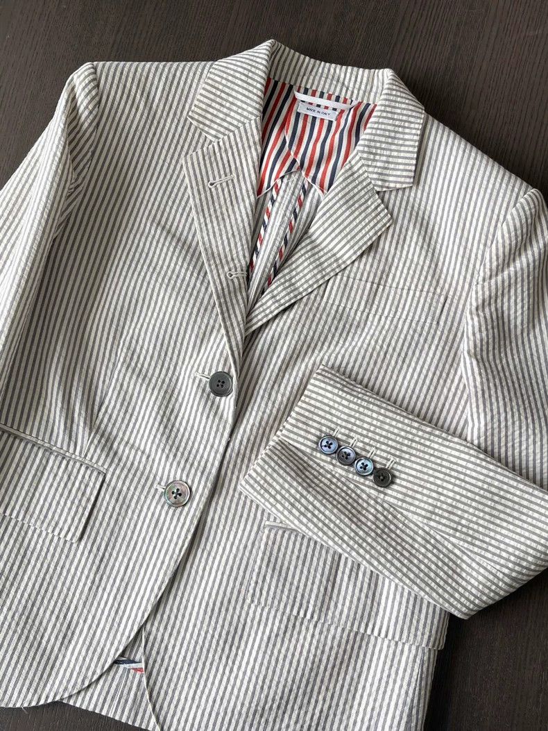 Thom Browne Thom Browne Gray and white striped suit Size 40S - 4 Thumbnail