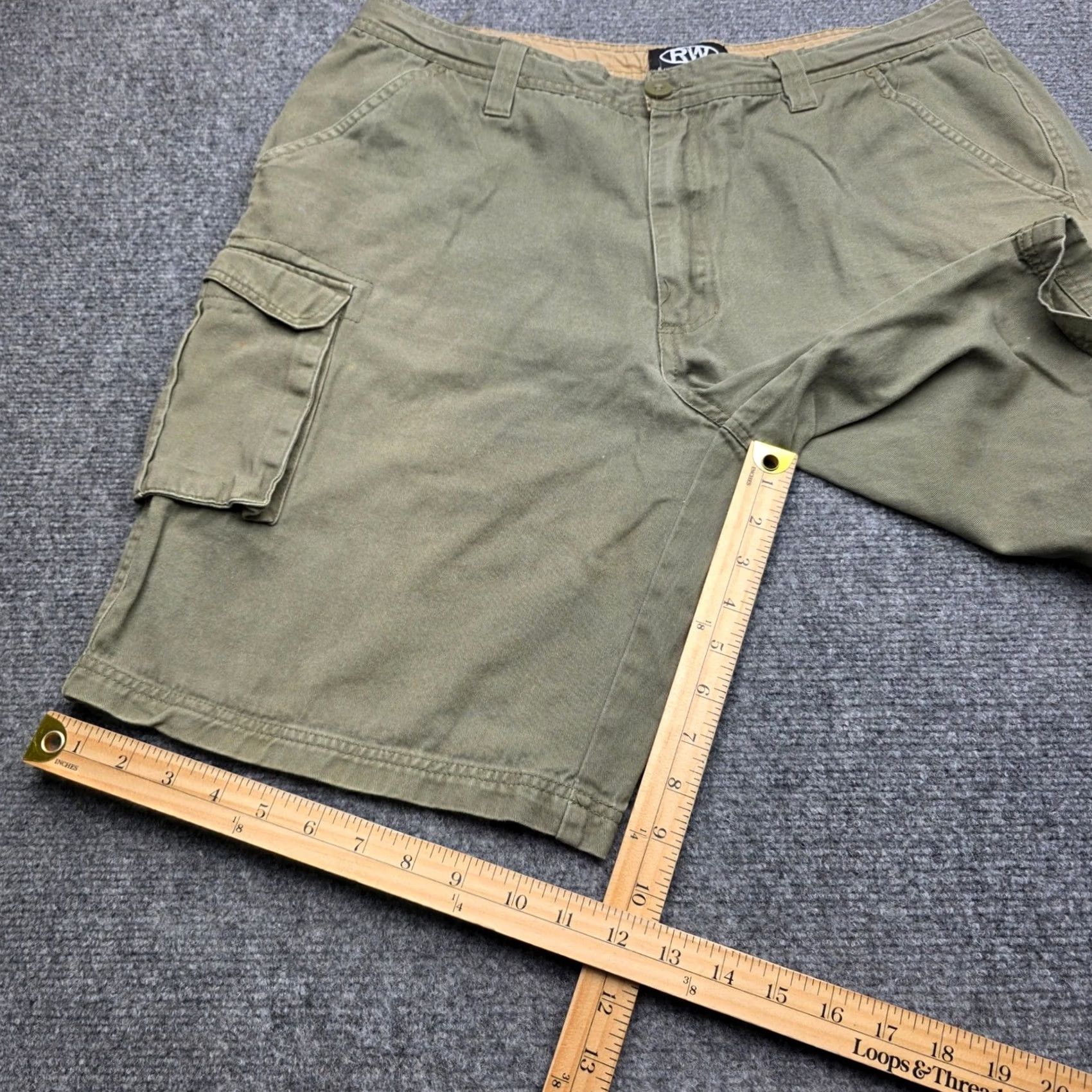Vintage Rugged Wear Mens Cargo Shorts Size 36 Green Cotton Utility Work Size US 36 / EU 52 - 3 Thumbnail