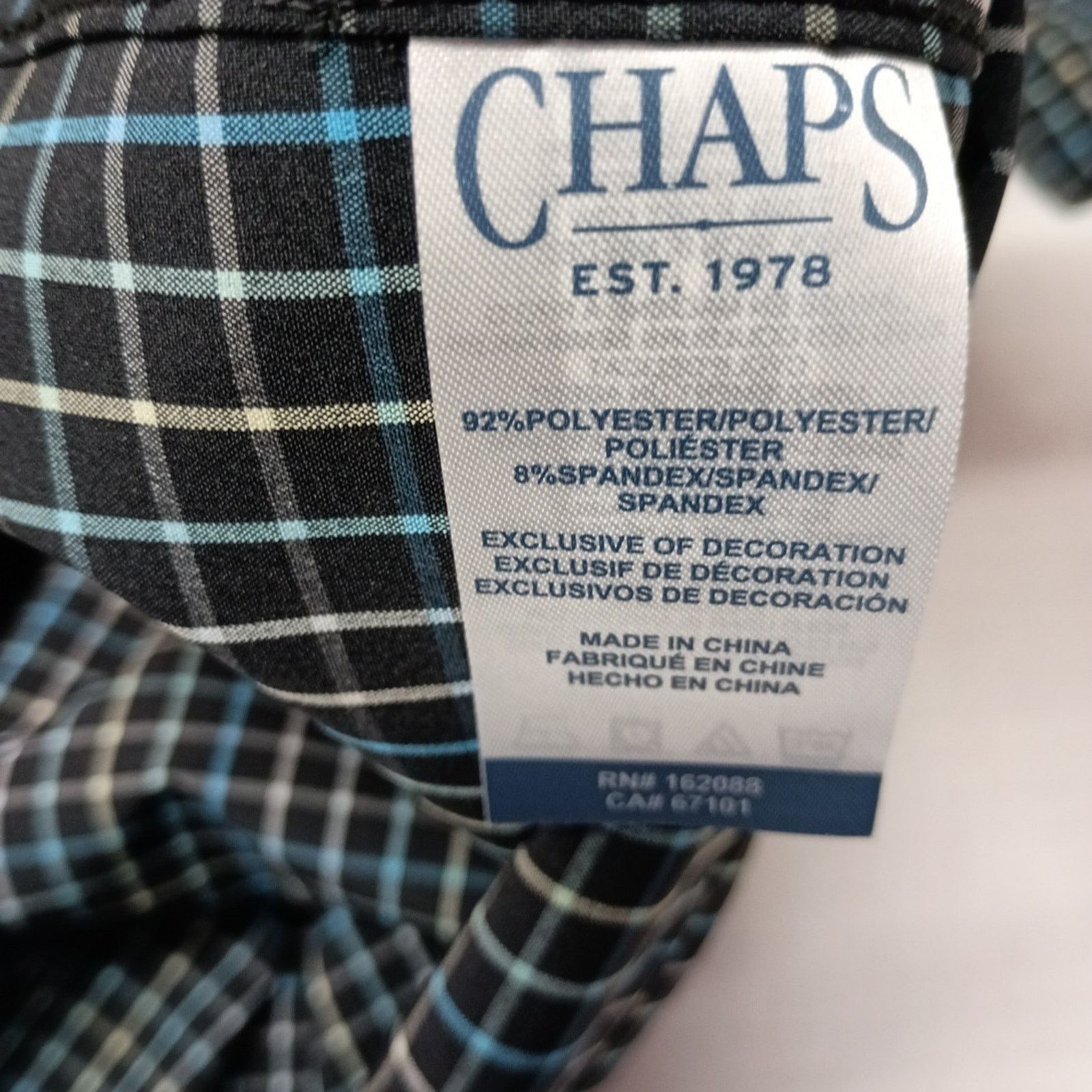 Chaps Chaps Performance Woven Shirt Mens Size 2XL Jet Black UPF 50 Size US XXL / EU 58 / 5 - 7 Thumbnail